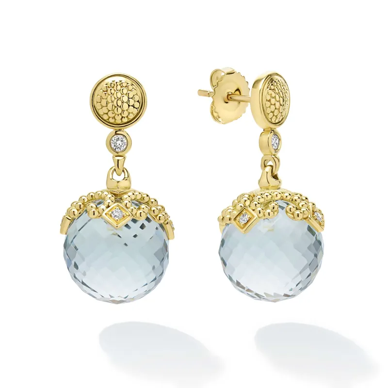 Studio 18K Gold Prasiolite and Diamond Drop Earrings sold by LAGOS