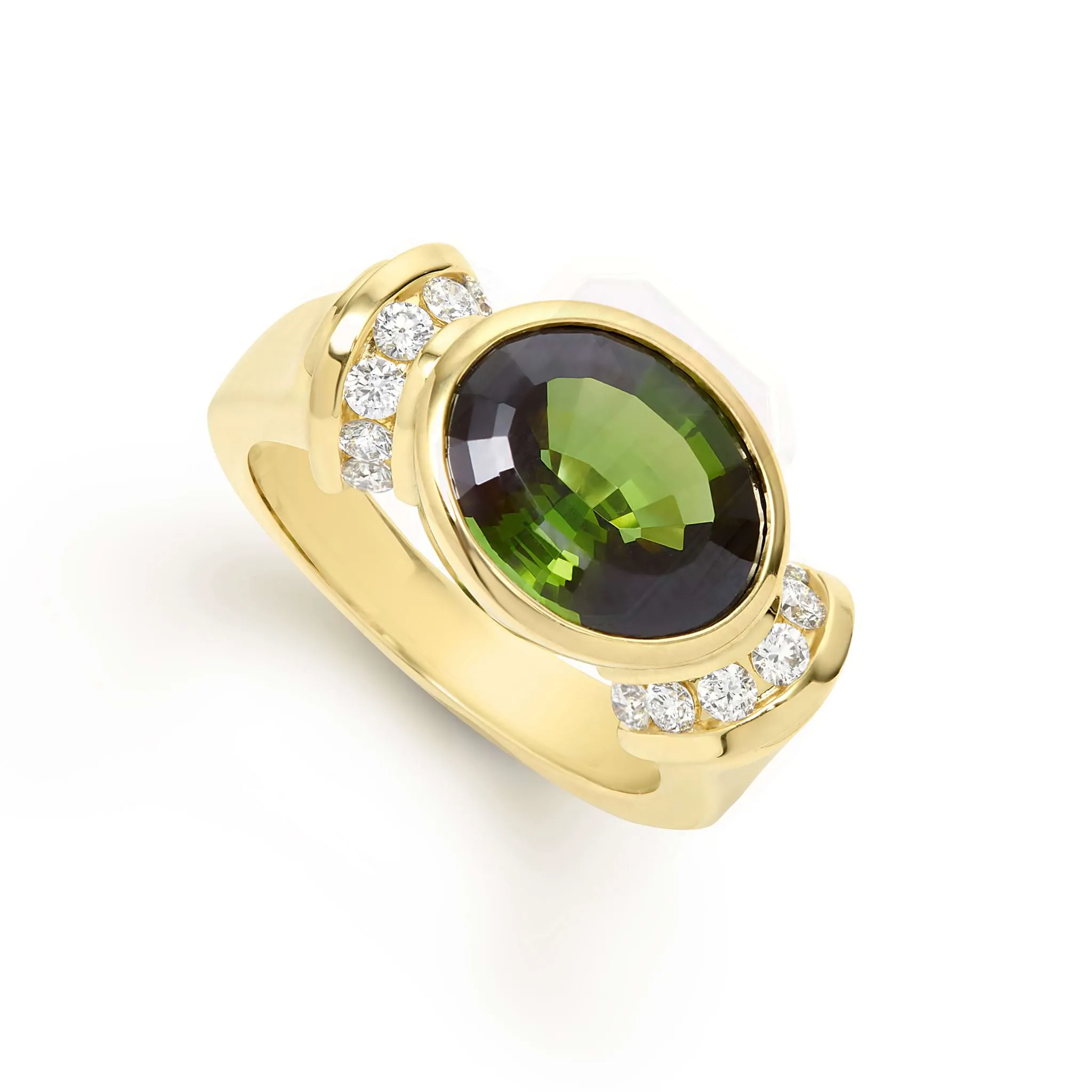 Studio 18K Gold Green Tourmaline and Diamond Ring sold by LAGOS
