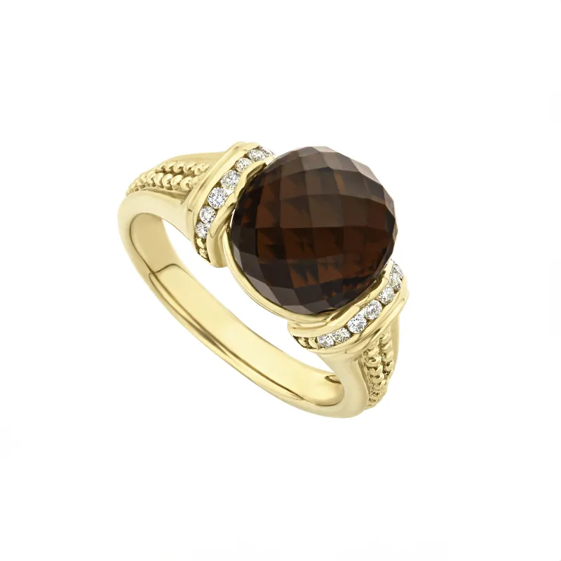 Studio 18K Gold Smokey Topaz Diamond Ring made by LAGOS