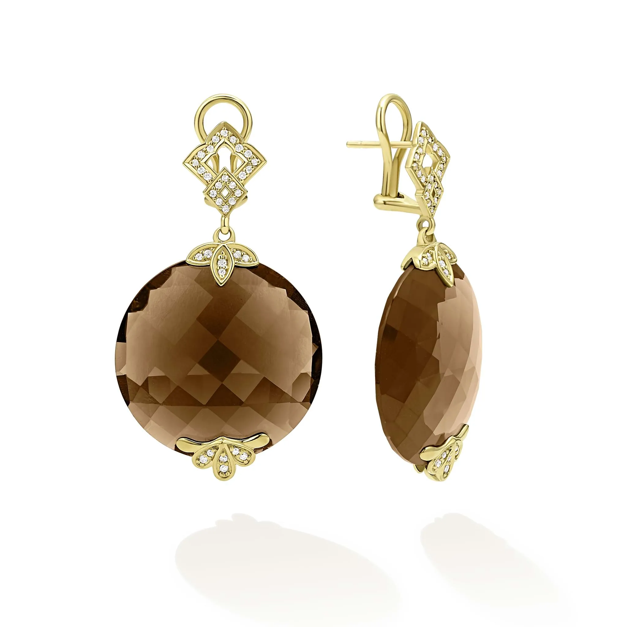 Studio 18K Gold Smokey Quartz Drop Earrings sold by LAGOS