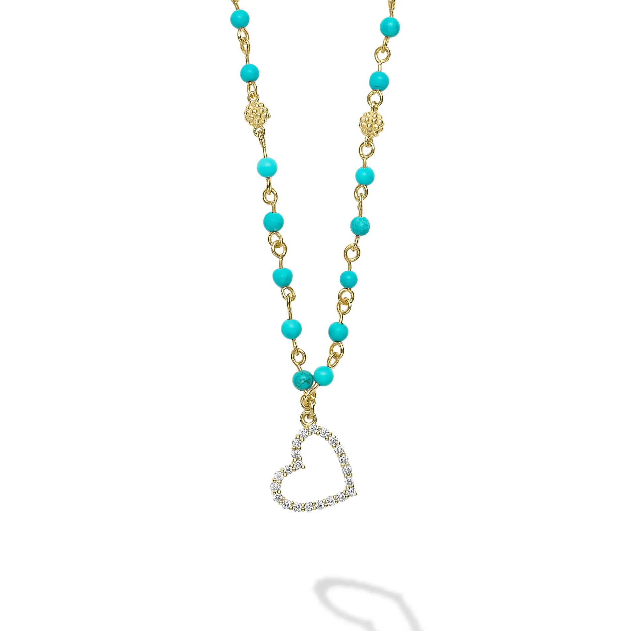 Studio 18K Black Turquoise and Diamond Heart Necklace sold by LAGOS product image thumbnail 4