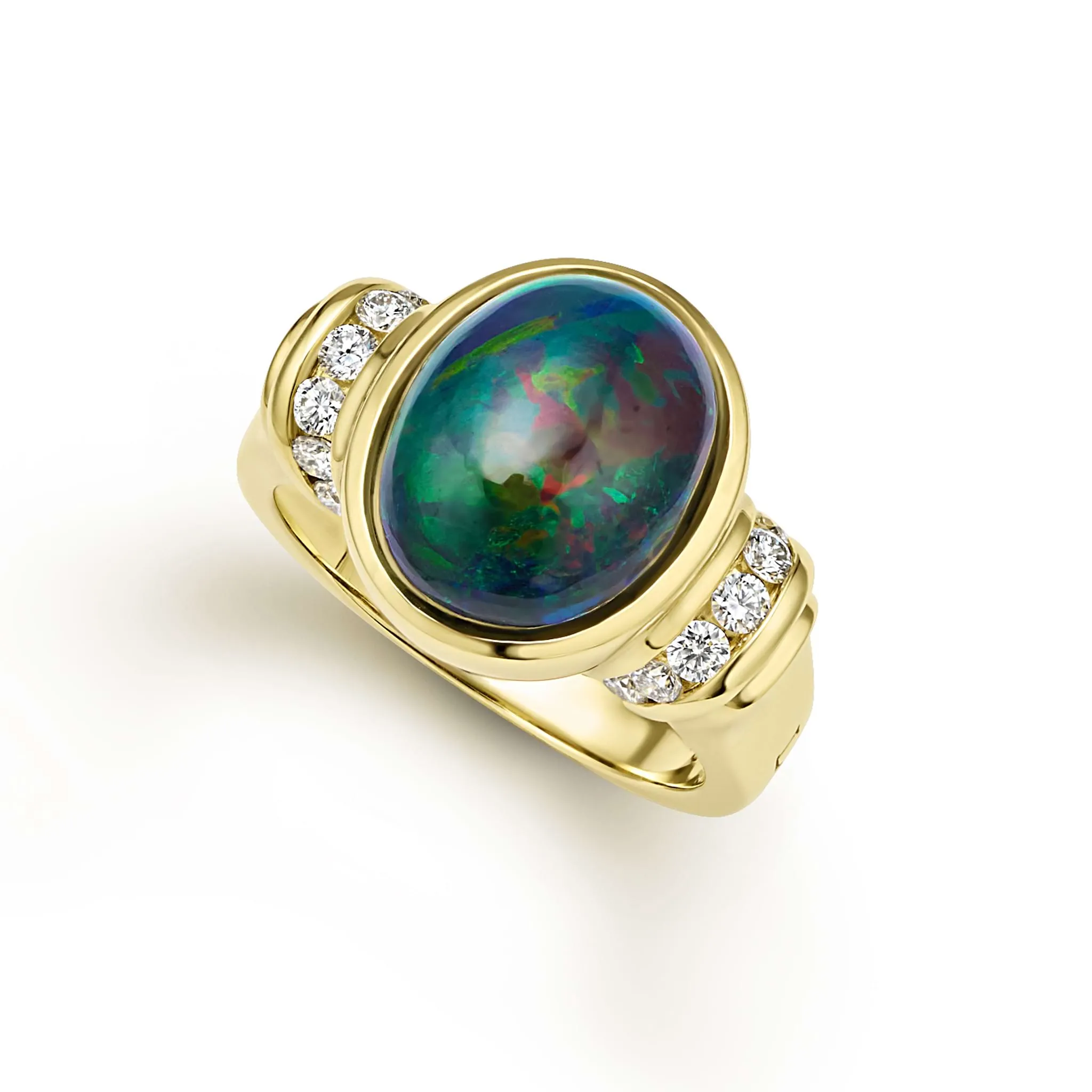Studio 18K Gold Black Opal and Diamond Statement Ring sold by LAGOS