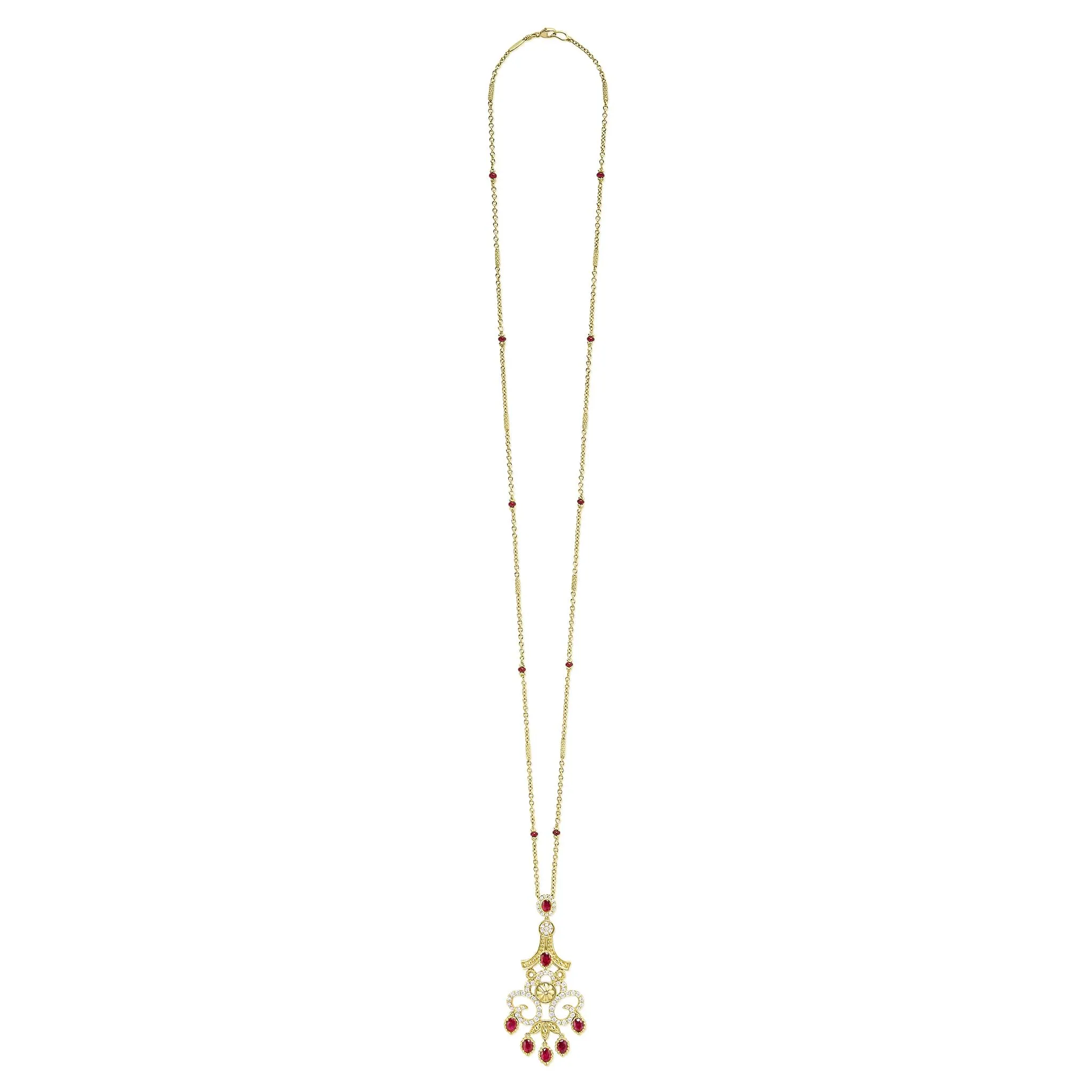 Studio 18K Gold Ruby and Diamond Chandelier Necklace sold by LAGOS