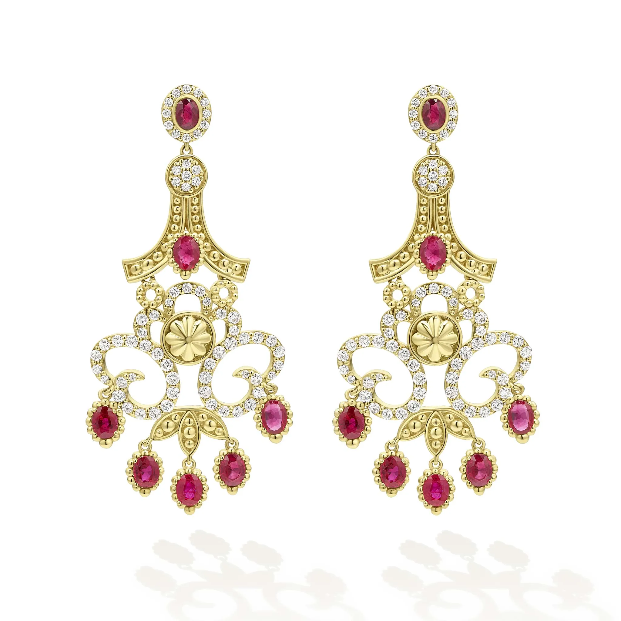 Studio 18K Gold Ruby and Diamond Chandelier Earrings sold by LAGOS product image thumbnail 3