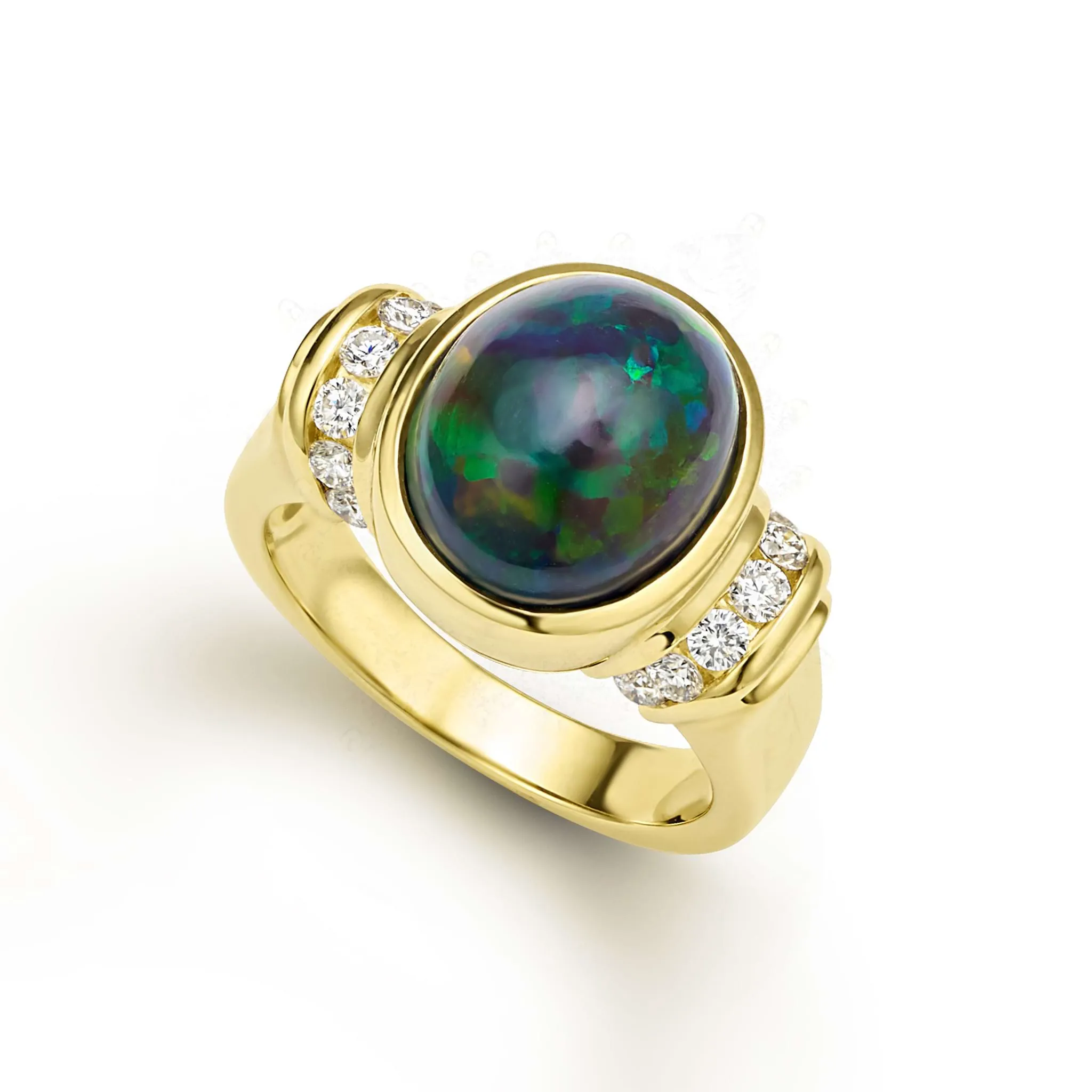Studio 18K Gold Black Opal and Diamond Statement Ring sold by LAGOS