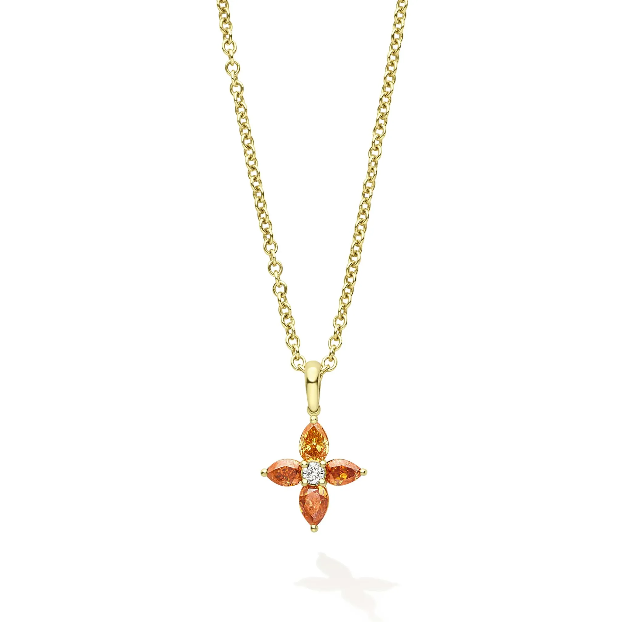Studio 18K Gold Orange Sapphire and Diamond Flower Pendant Necklace sold by LAGOS