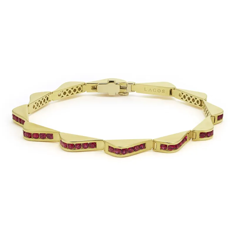 Studio 18K Gold Ruby Link Wave Bracelet sold by LAGOS