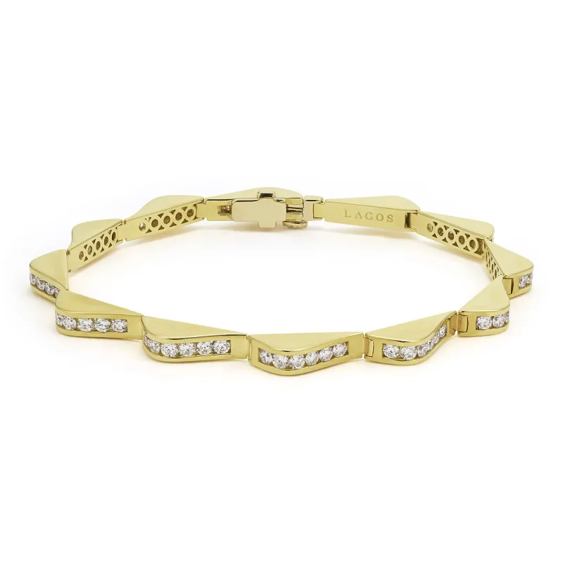 Studio 18K Gold Diamond Link Wave Bracelet sold by LAGOS