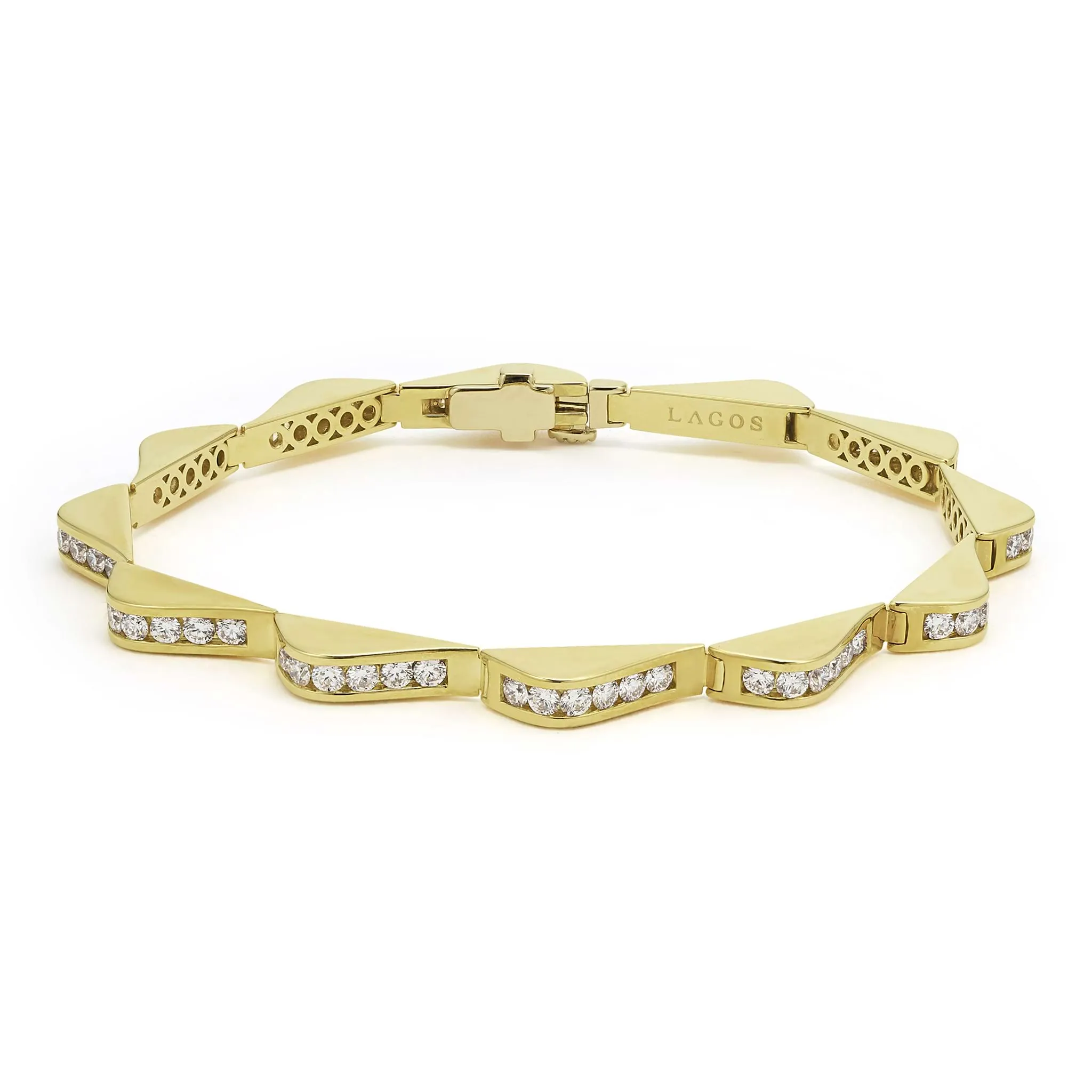 Studio 18K Gold Diamond Link Wave Bracelet sold by LAGOS