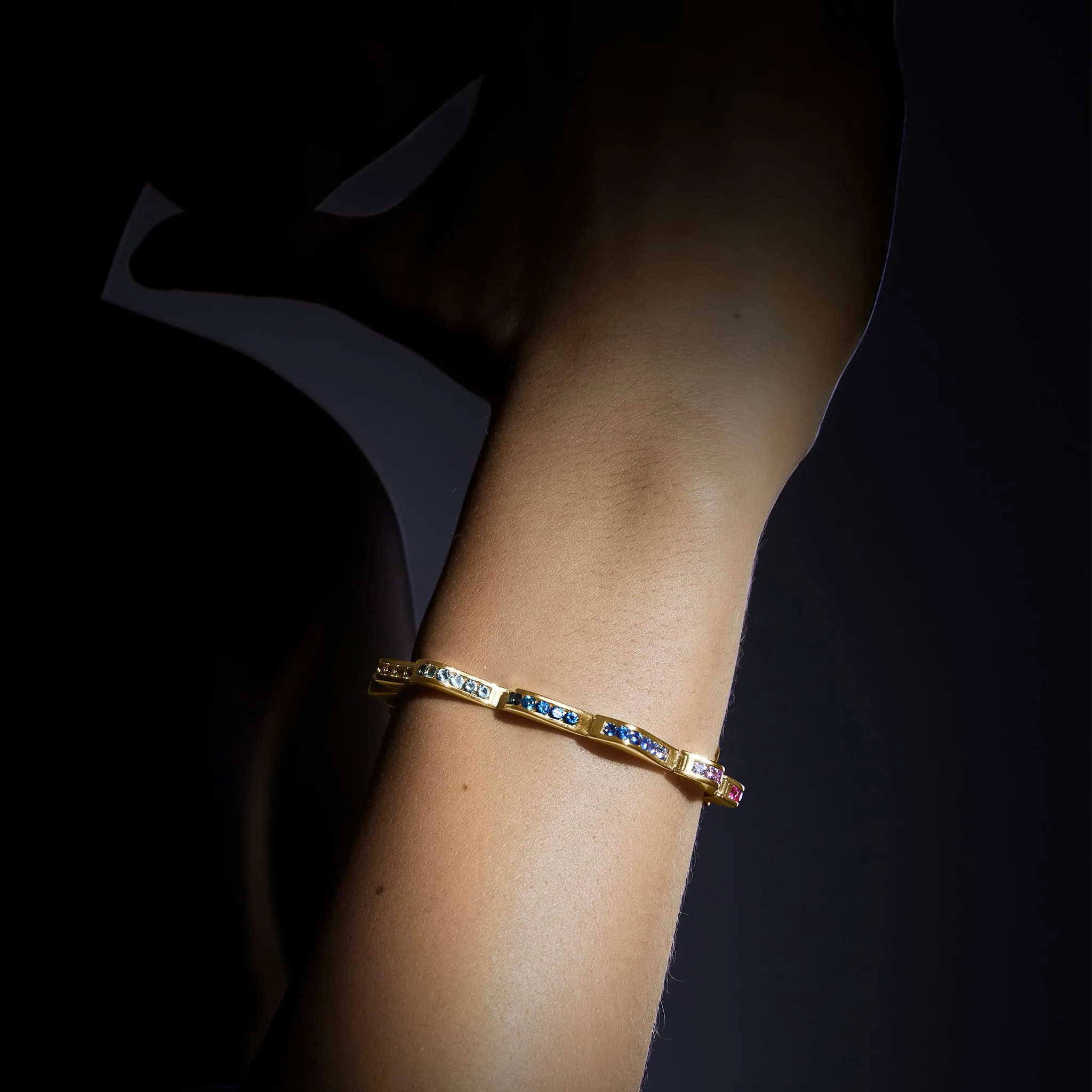 Studio 18K Gold Mix Sapphire Link Wave Bracelet sold by LAGOS product image thumbnail 2