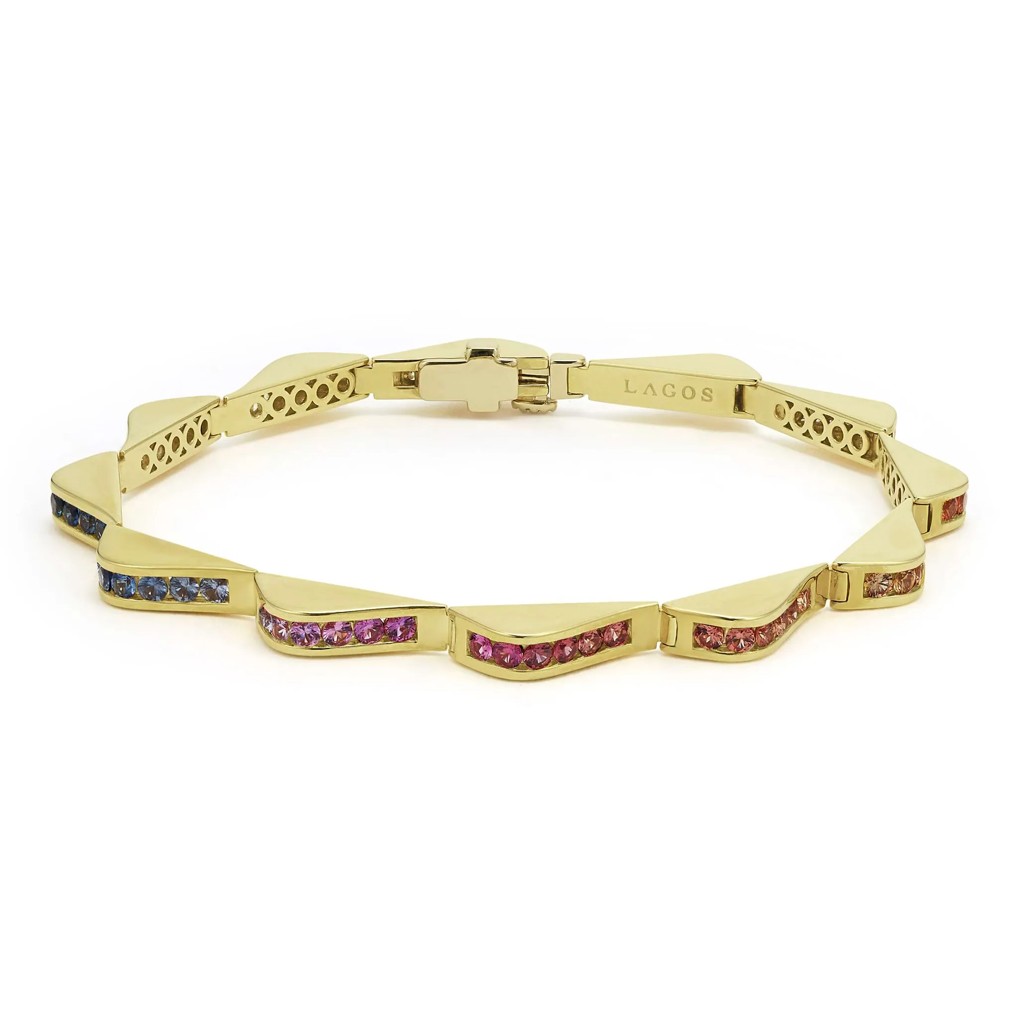 Studio 18K Gold Mix Sapphire Link Wave Bracelet sold by LAGOS