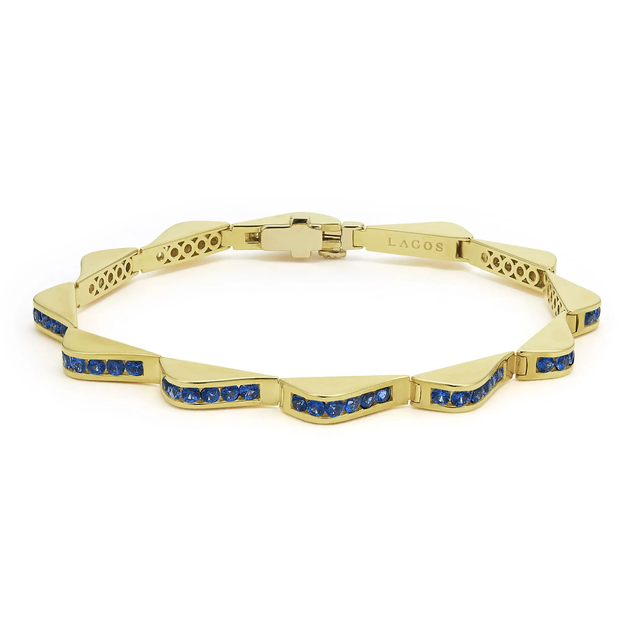 Studio 18K Gold Blue Sapphire Link Wave Bracelet sold by LAGOS