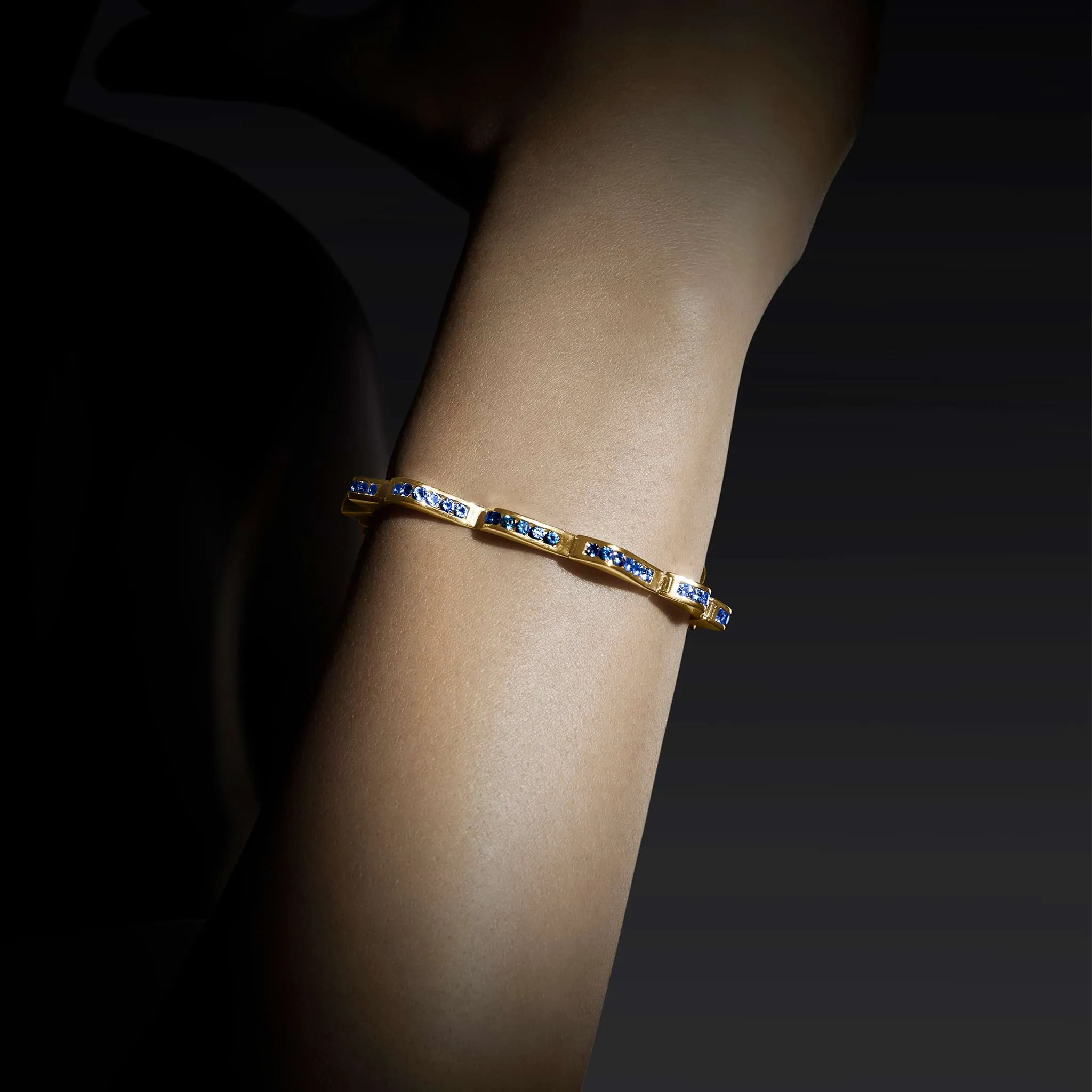 Studio 18K Gold Blue Sapphire Link Wave Bracelet sold by LAGOS product image thumbnail 2