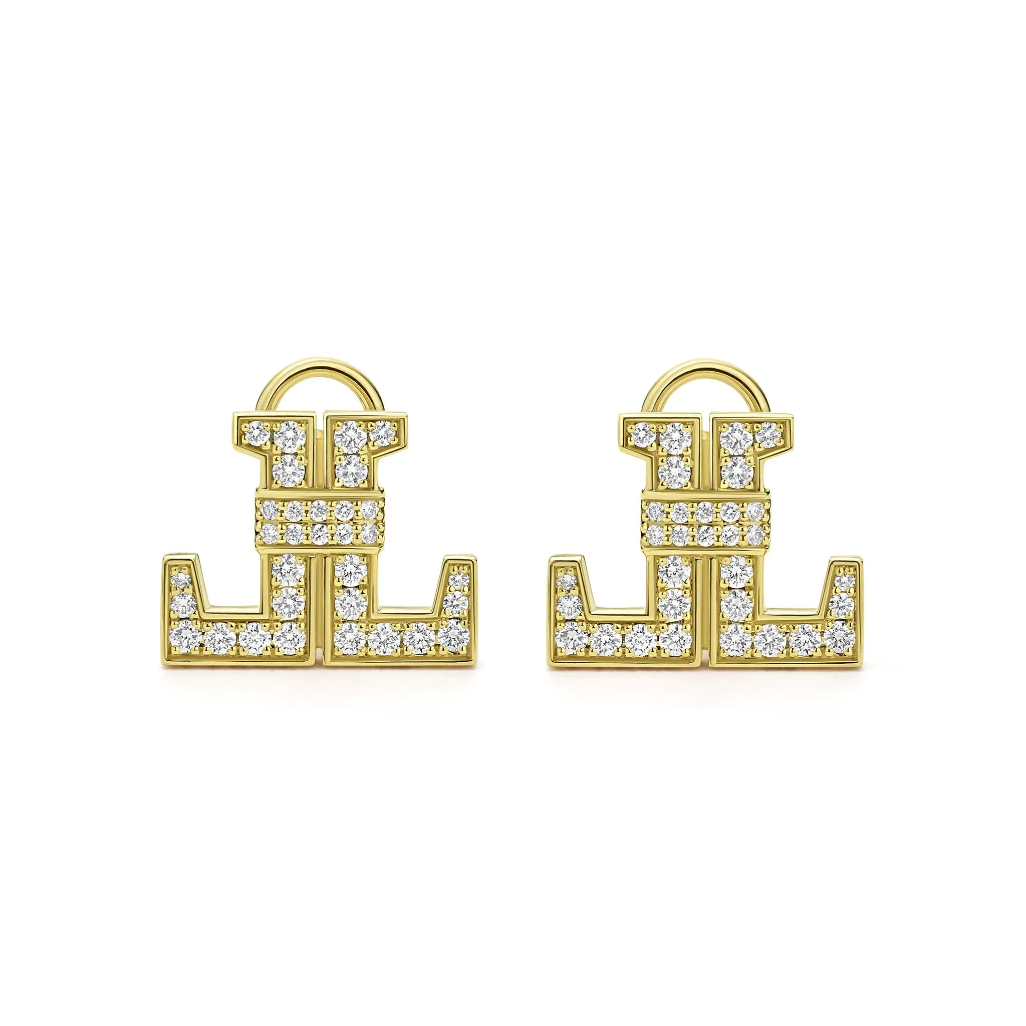 Studio 18K Gold Double L Diamond Earrings sold by LAGOS product image thumbnail 2