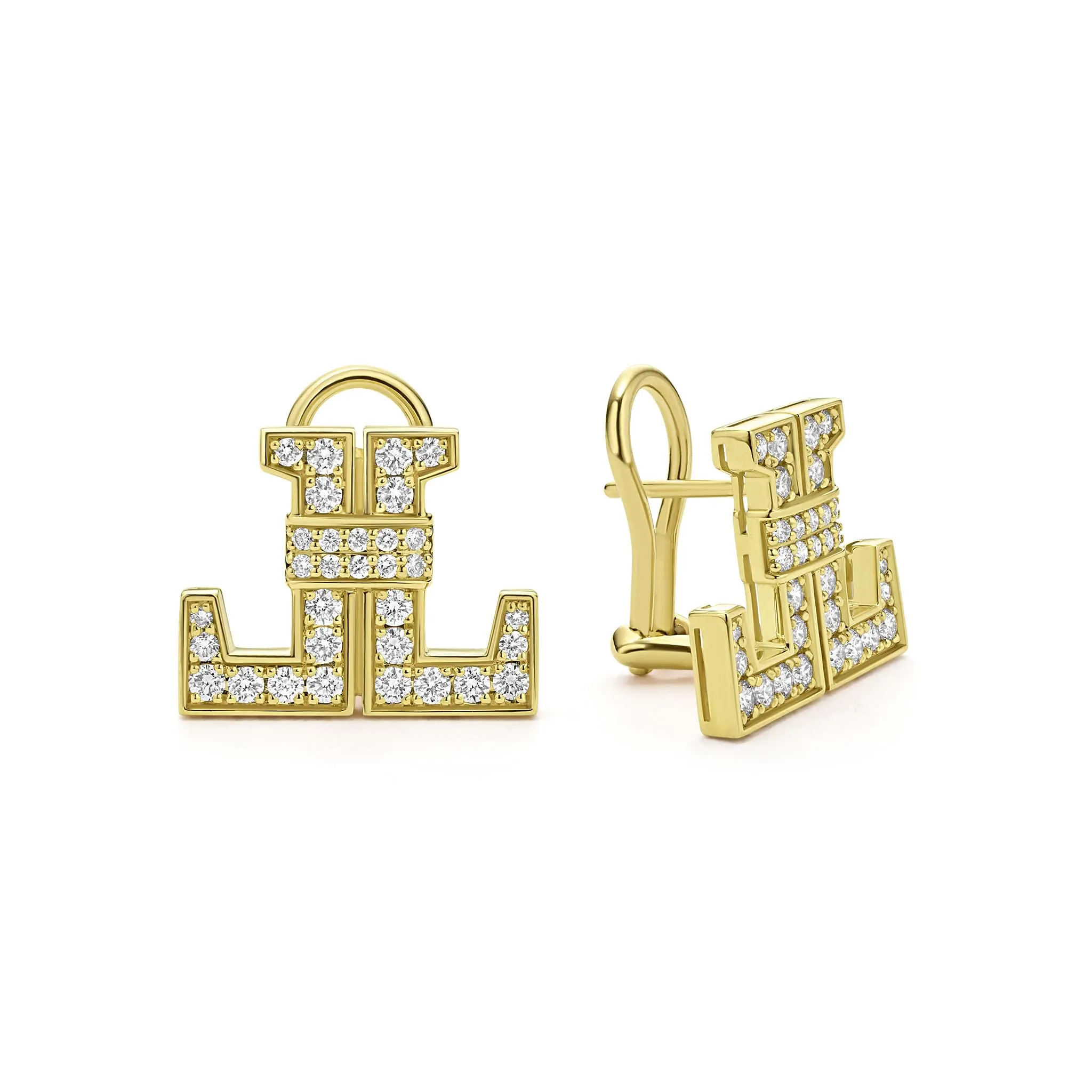 Studio 18K Gold Double L Diamond Earrings sold by LAGOS