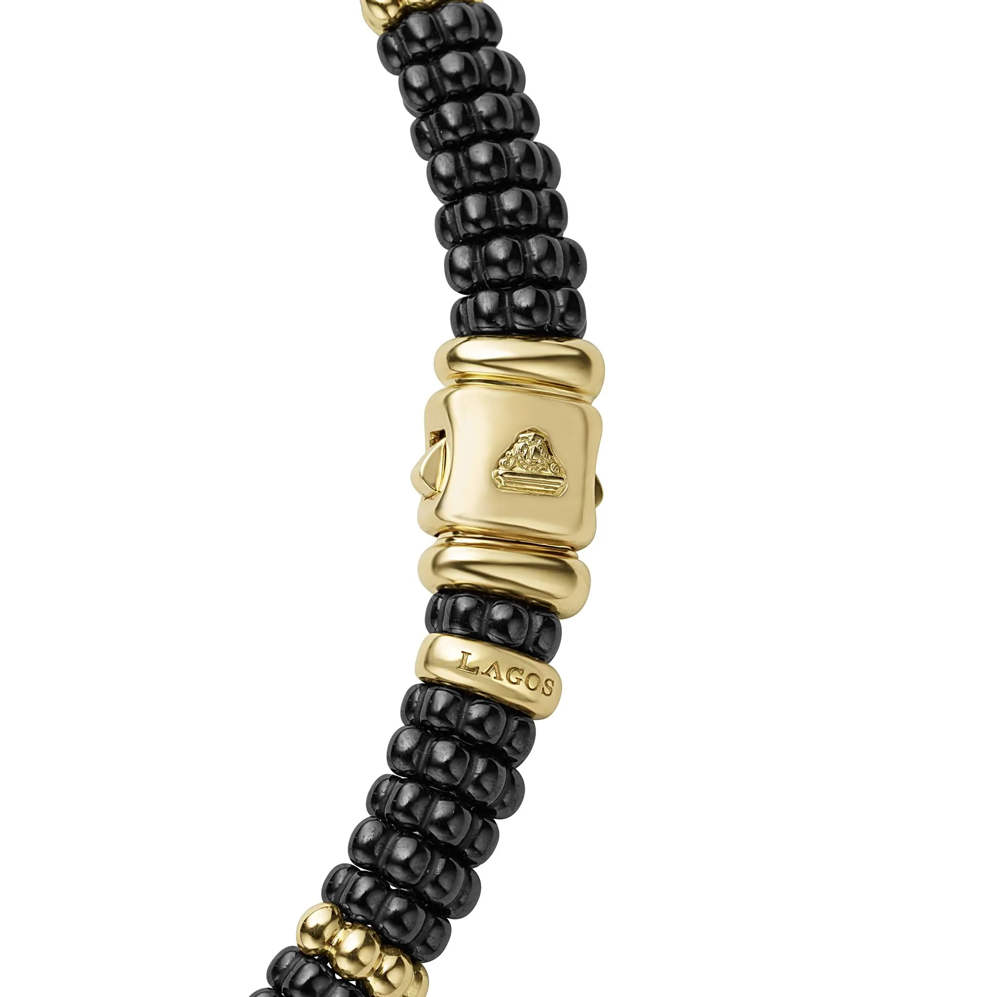 Black Caviar 18K Gold Single Station Ceramic Beaded Necklace | 9mm sold by LAGOS product image thumbnail 4