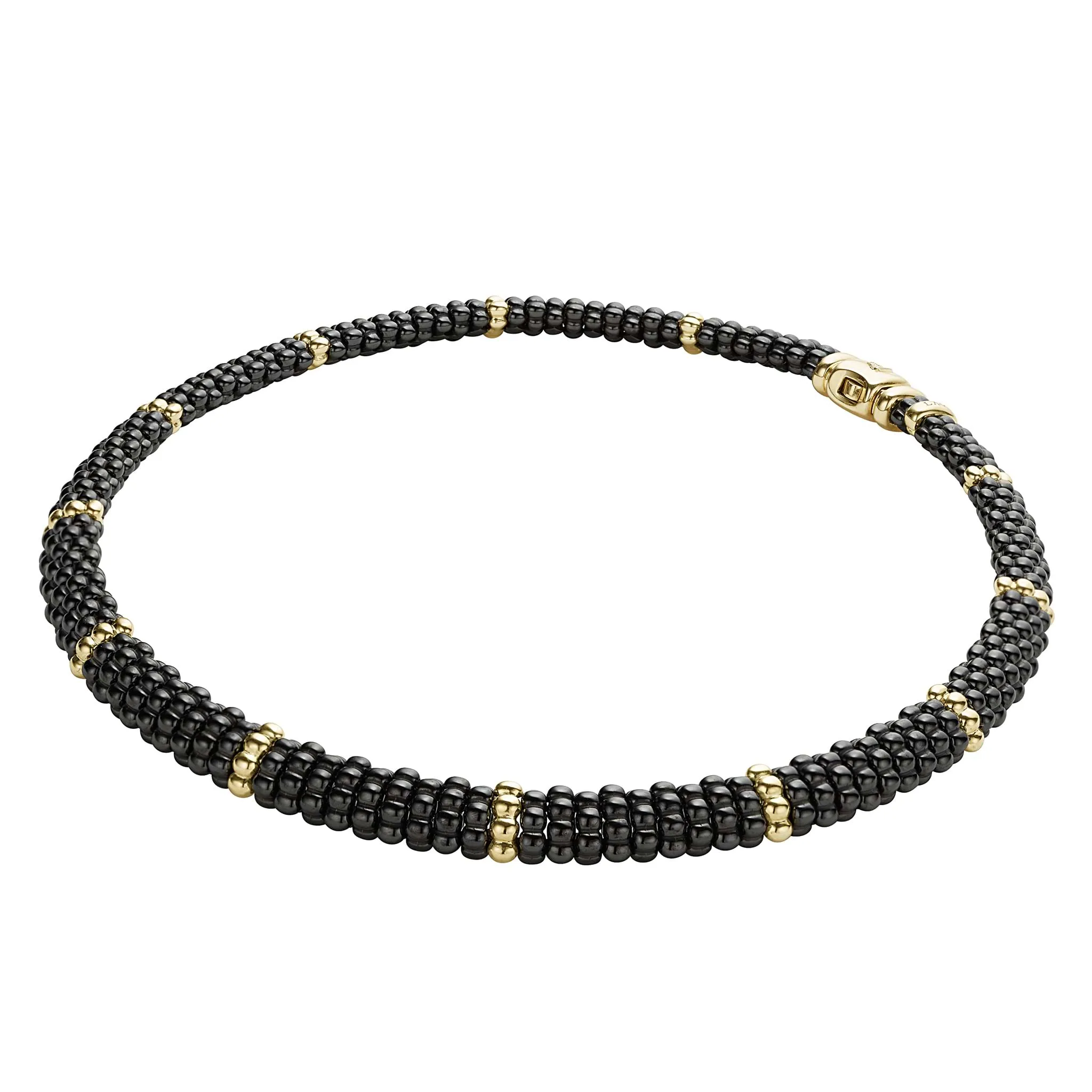 Black Caviar 18K Gold Single Station Ceramic Beaded Necklace | 9mm sold by LAGOS product image thumbnail 5