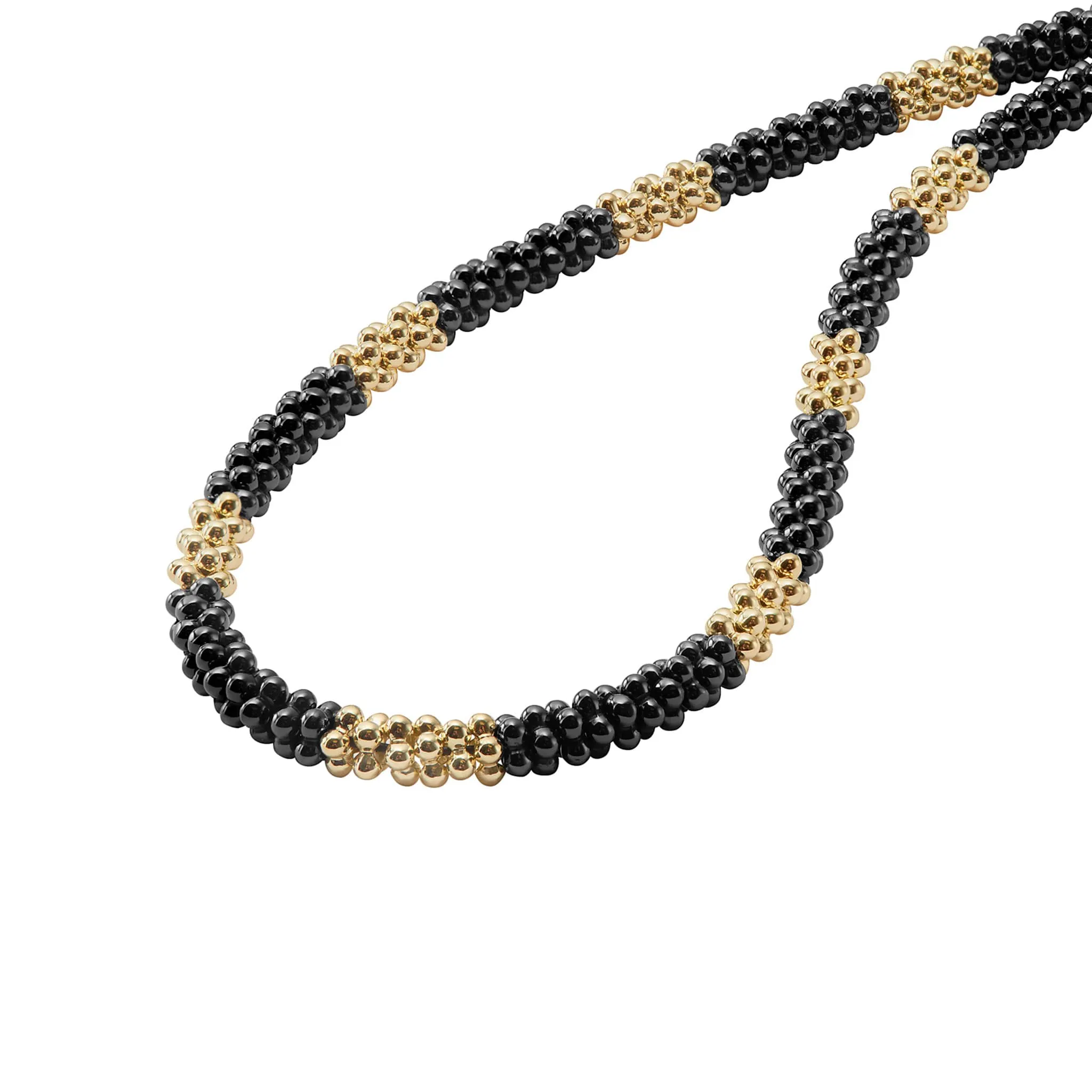 Black Caviar 18K Gold Large Station Ceramic Beaded Necklace | 5mm sold by LAGOS product image thumbnail 5