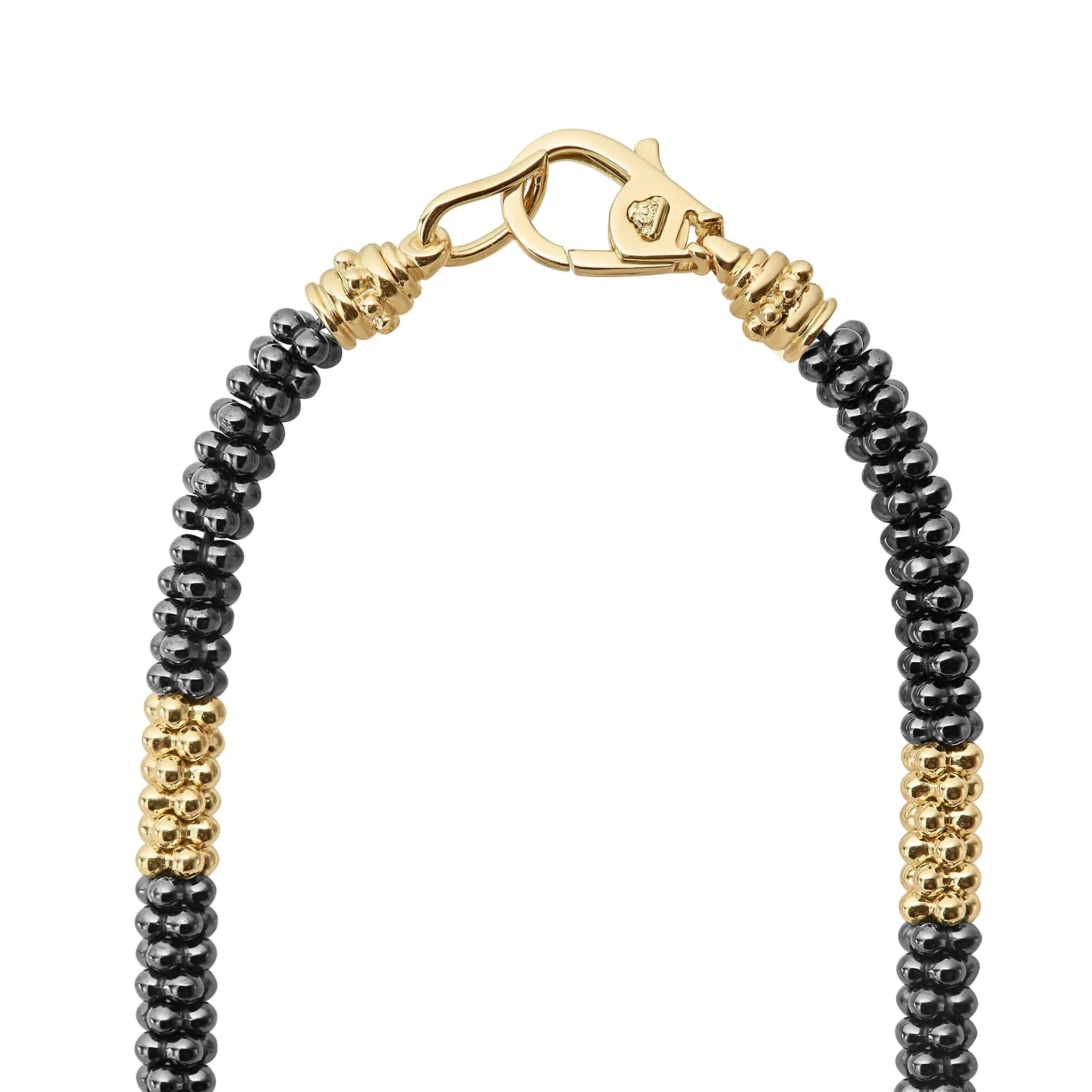 Black Caviar 18K Gold Large Station Ceramic Beaded Necklace | 5mm sold by LAGOS product image thumbnail 4