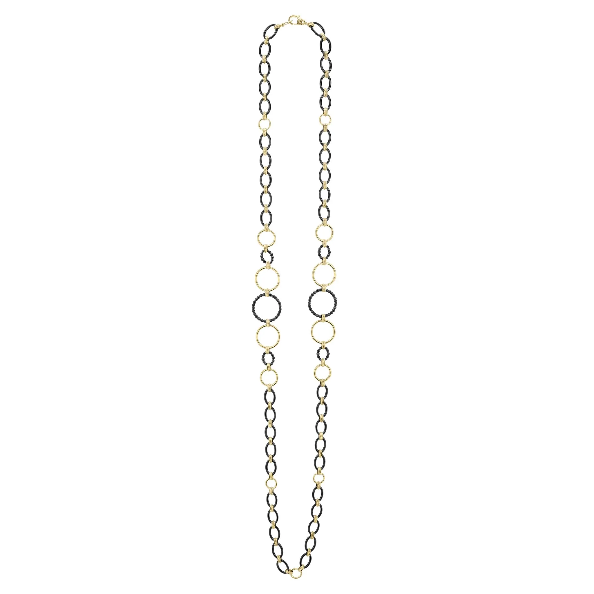 Meridian Long 18K Gold and Black Ceramic Link Necklace | 24mm sold by LAGOS product image thumbnail 4