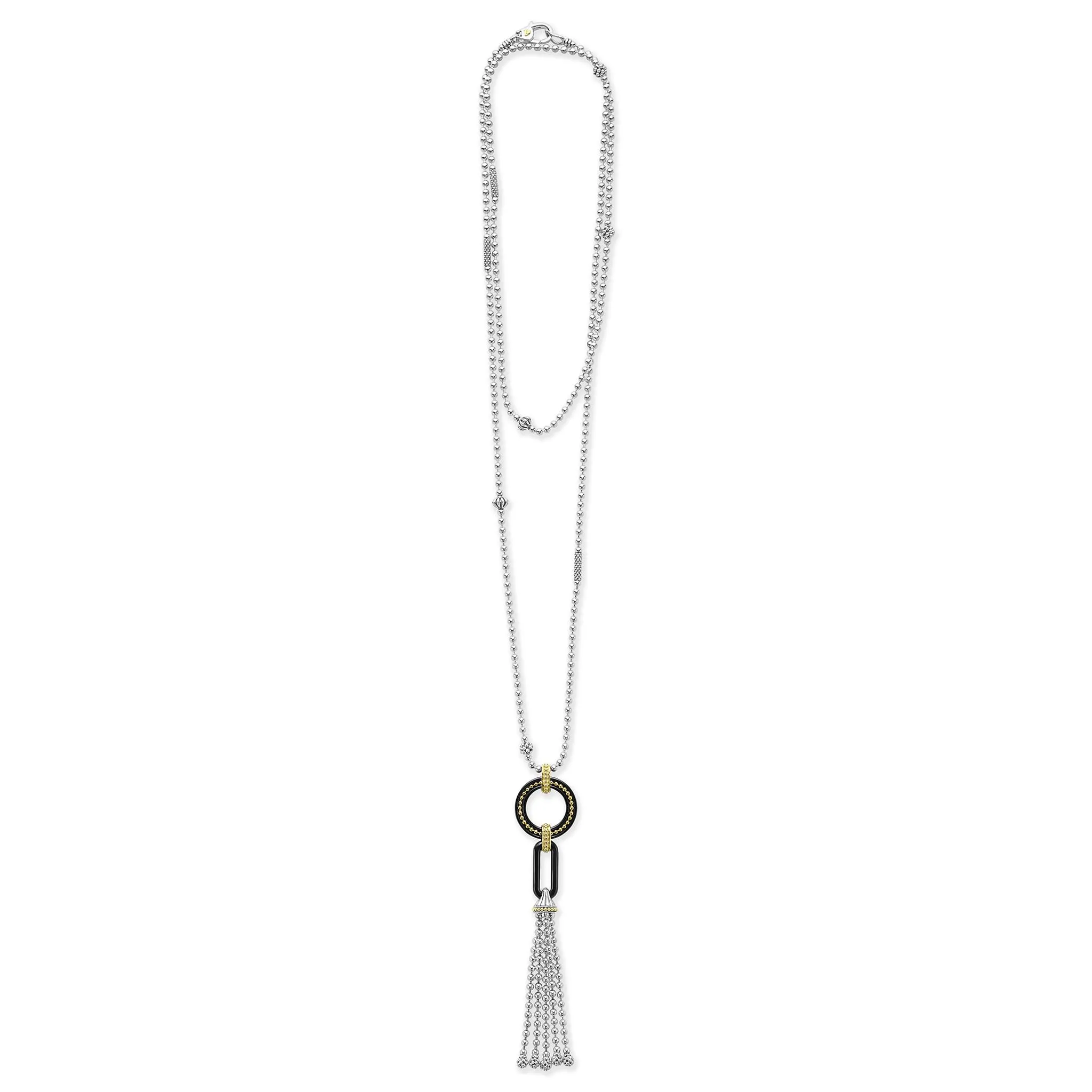 Black Caviar Two-Tone Black Ceramic Tassel Pendant Necklace sold by LAGOS product image thumbnail 3