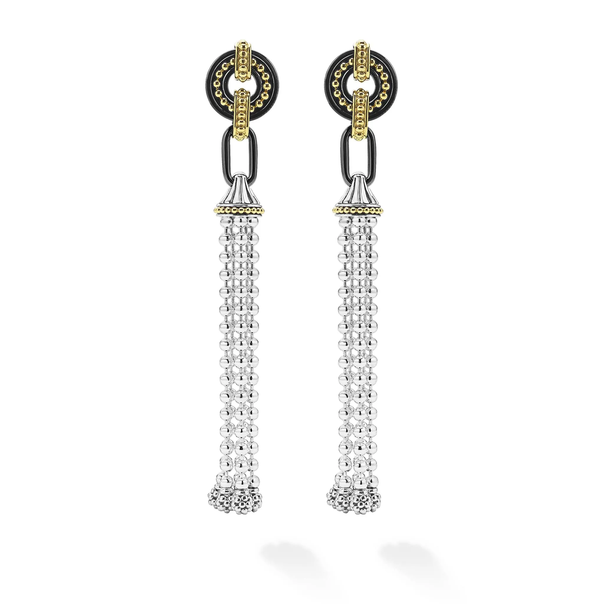 Black Caviar Two-Tone Black Ceramic Tassel Earrings sold by LAGOS product image thumbnail 4
