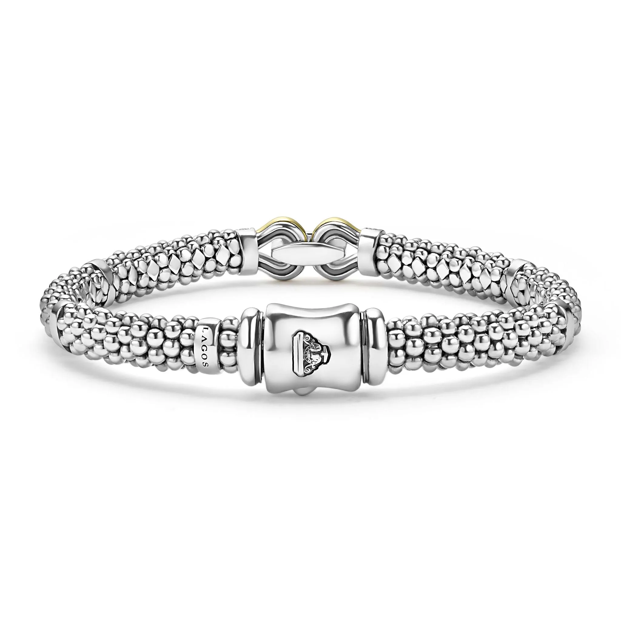 Derby Two-Tone Caviar Buckle Diamond Bracelet | 6mm sold by LAGOS product image thumbnail 5
