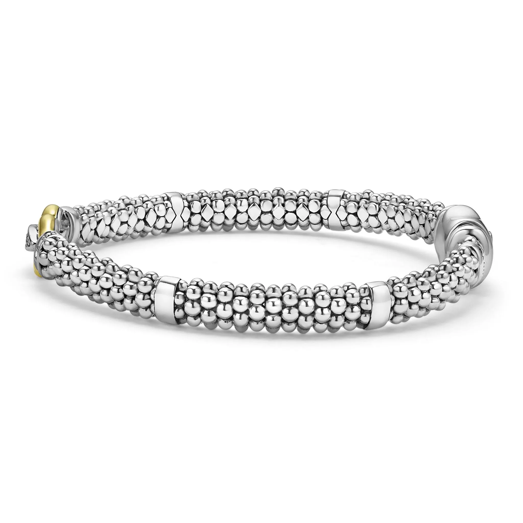 Derby Two-Tone Caviar Buckle Diamond Bracelet | 6mm sold by LAGOS product image thumbnail 3
