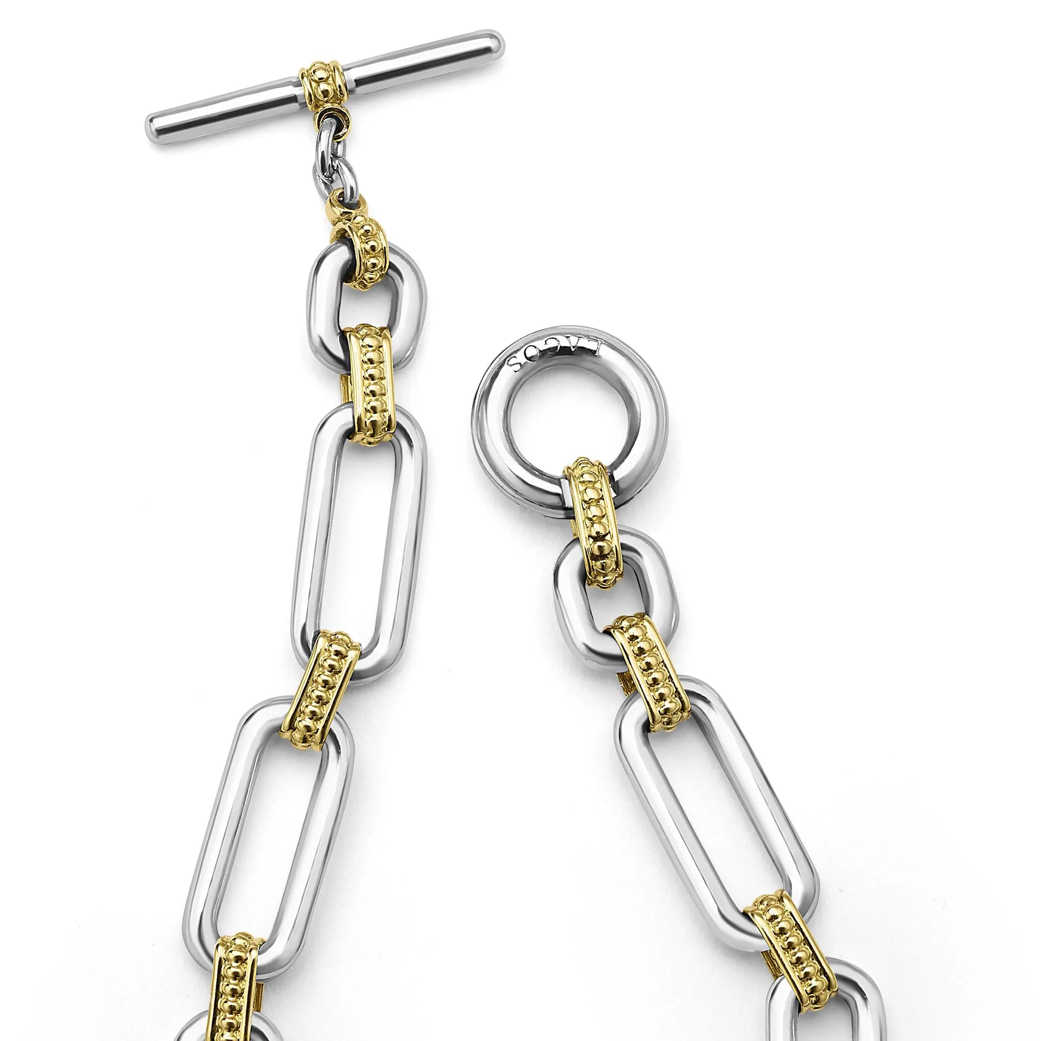 Signature Caviar Two-Tone Diamond Link Bracelet sold by LAGOS product image thumbnail 4