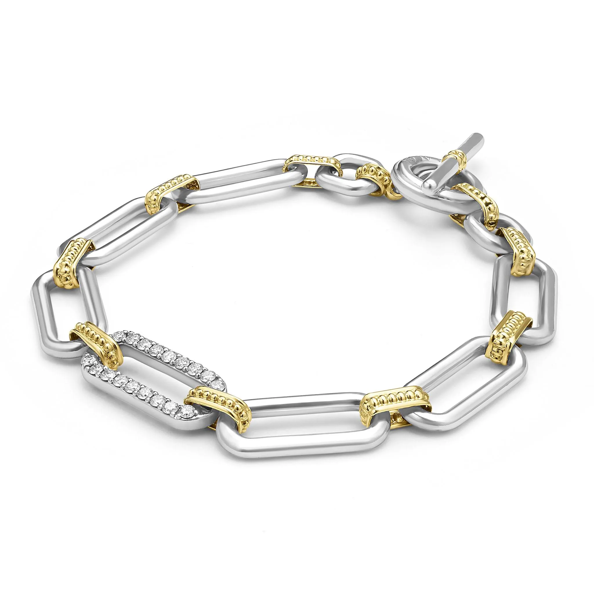 Signature Caviar Two-Tone Diamond Link Bracelet sold by LAGOS product image thumbnail 3