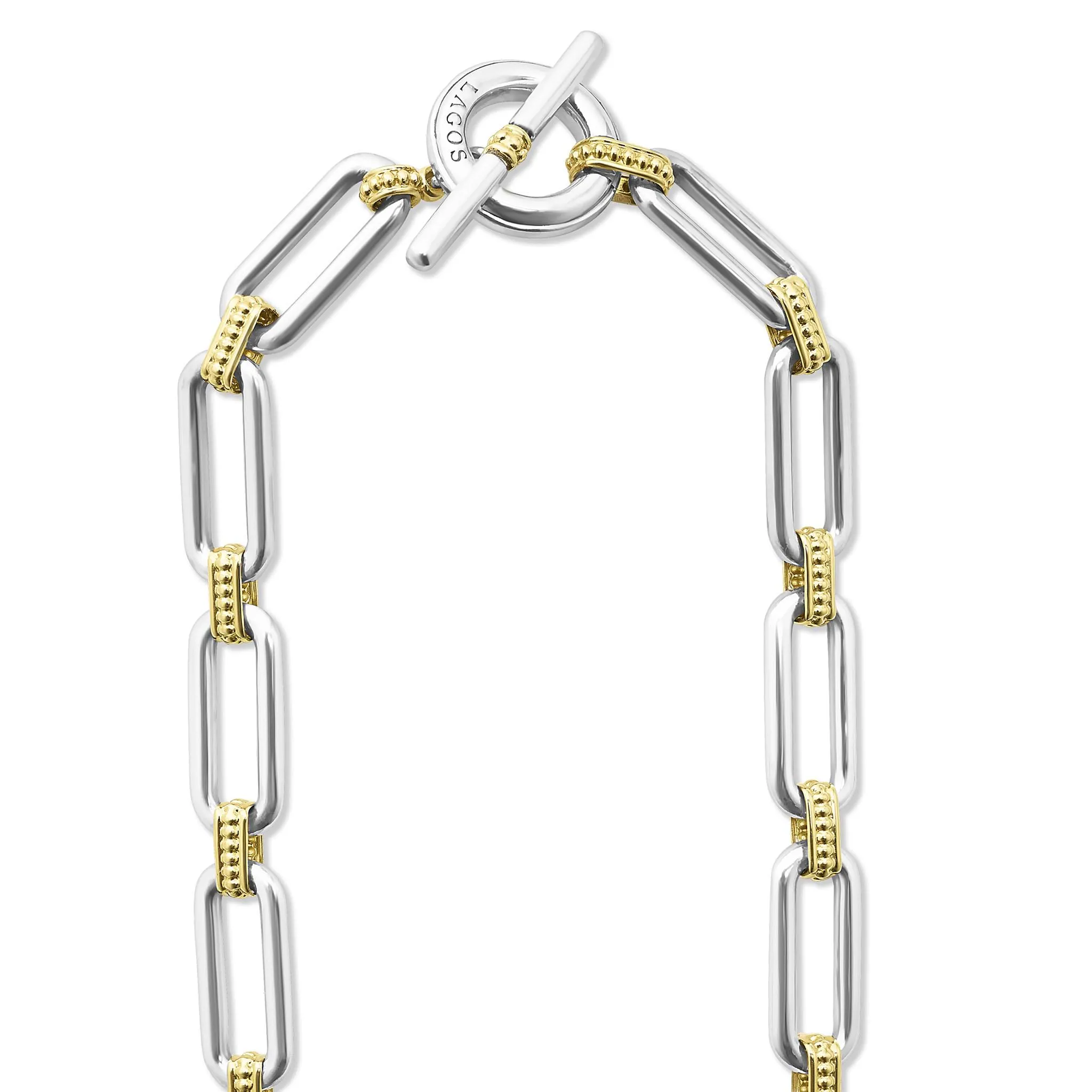 Signature Caviar Two-Tone Link Three Station Diamond Necklace sold by LAGOS product image thumbnail 5
