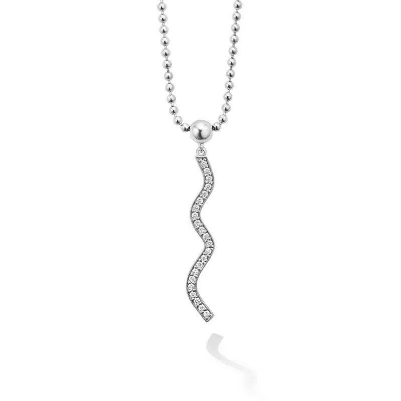 Caviar Spark Large Wave Diamond Pendant Necklace sold by LAGOS