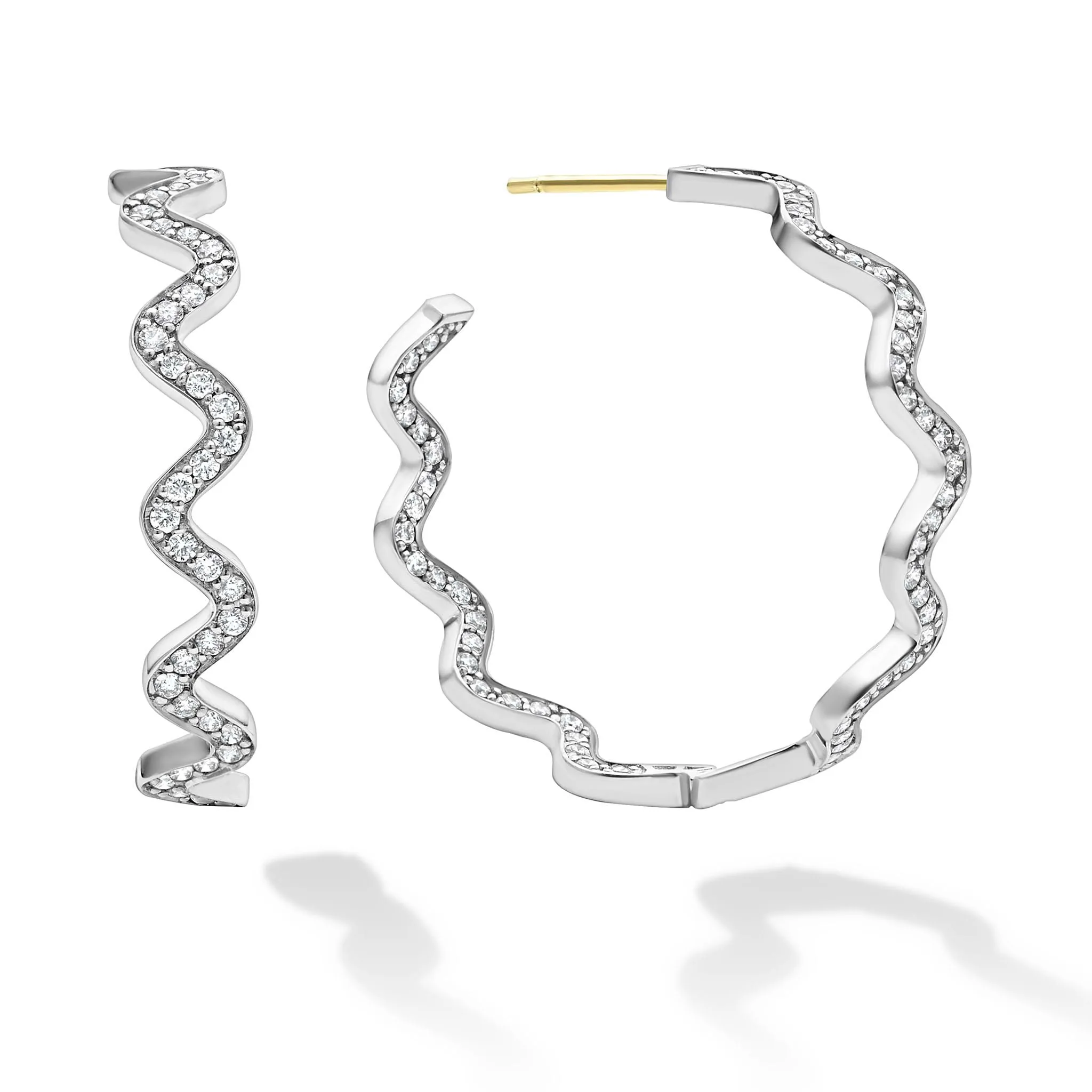 Caviar Spark Large Wave Diamond Hoop Earrings sold by LAGOS product image thumbnail 3