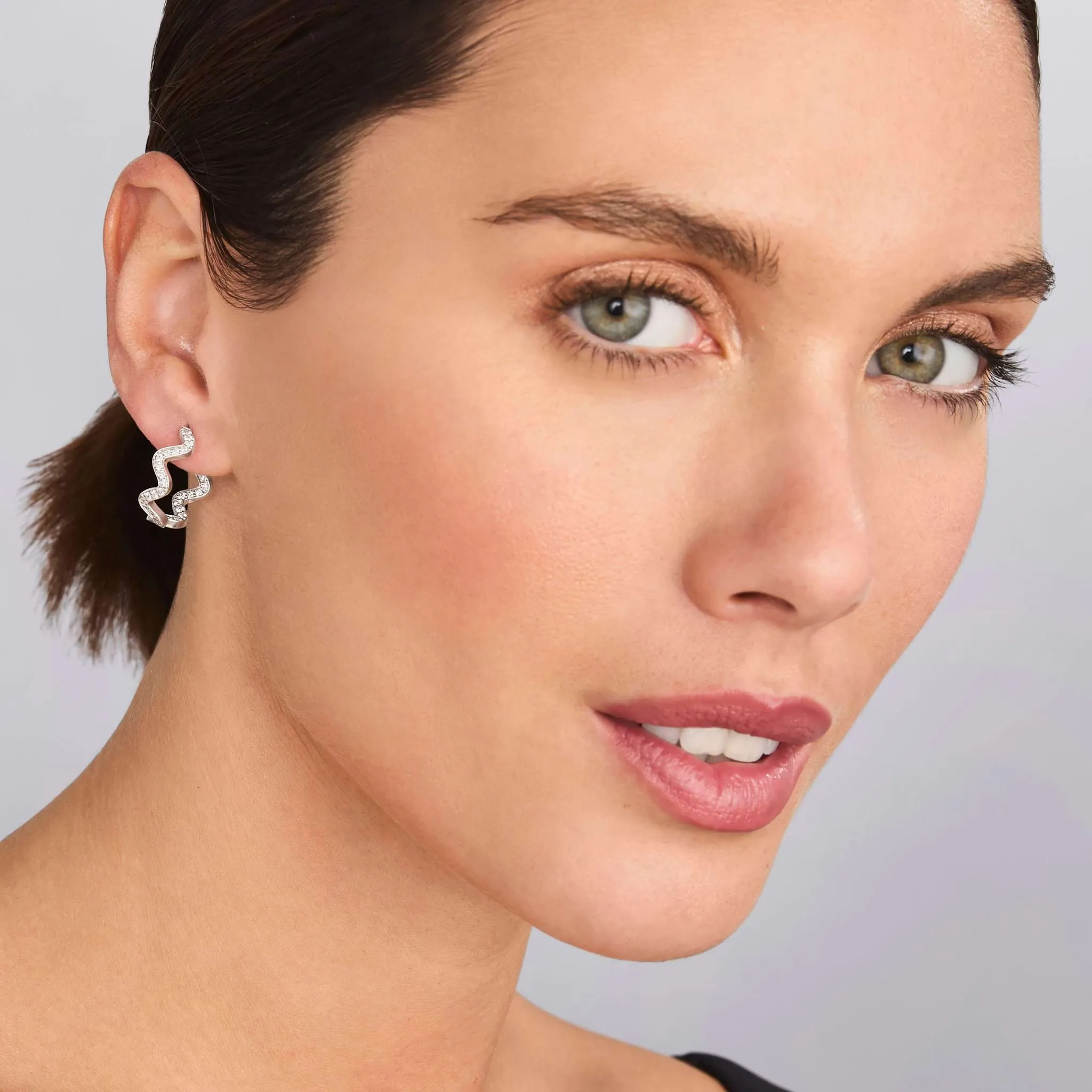 Caviar Spark Wave Diamond Hoop Earrings sold by LAGOS product image thumbnail 2