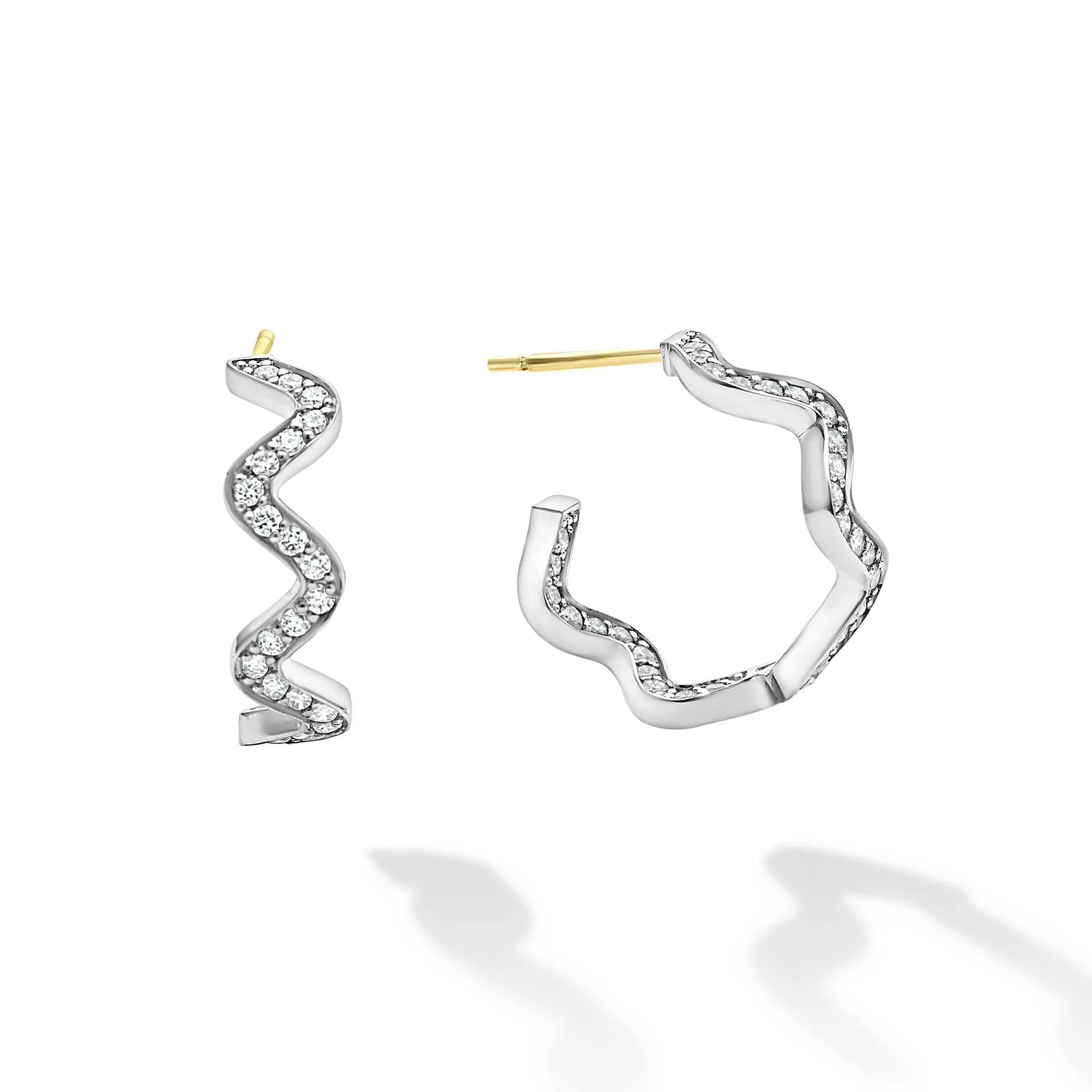 Caviar Spark Wave Diamond Hoop Earrings sold by LAGOS product image thumbnail 3