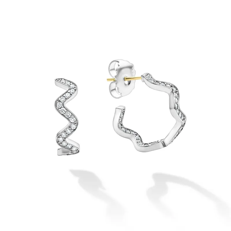 Caviar Spark Wave Diamond Hoop Earrings sold by LAGOS