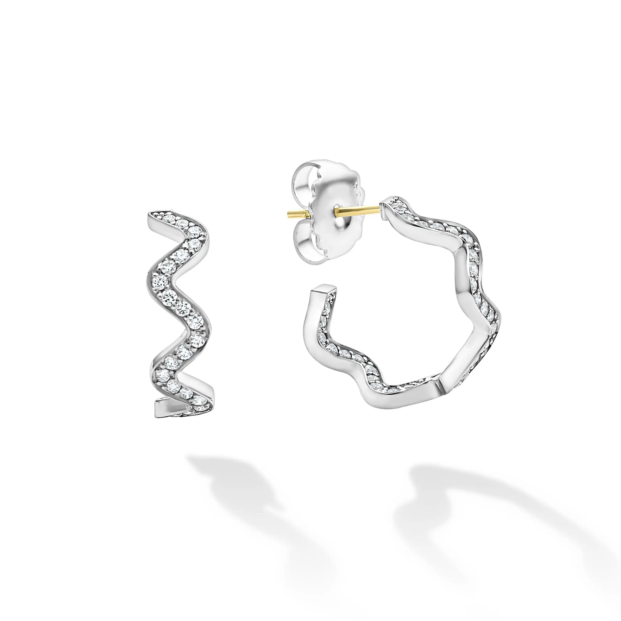 Caviar Spark Wave Diamond Hoop Earrings sold by LAGOS