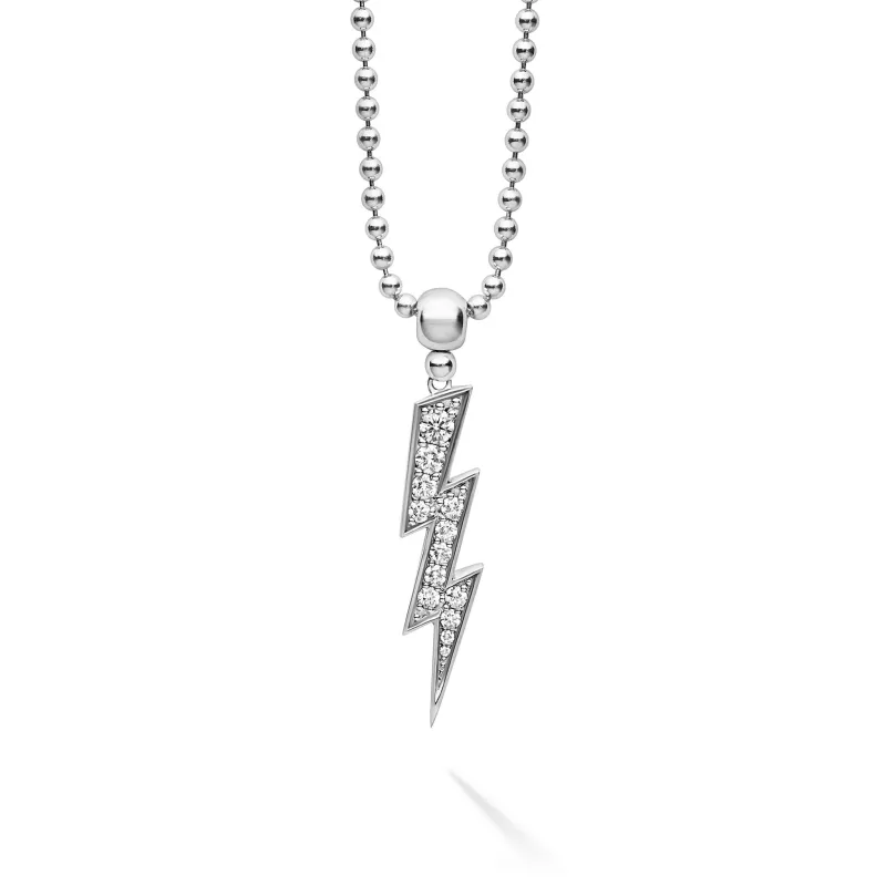 Caviar Spark Large Lightning Bolt Diamond Pendant Necklace sold by LAGOS