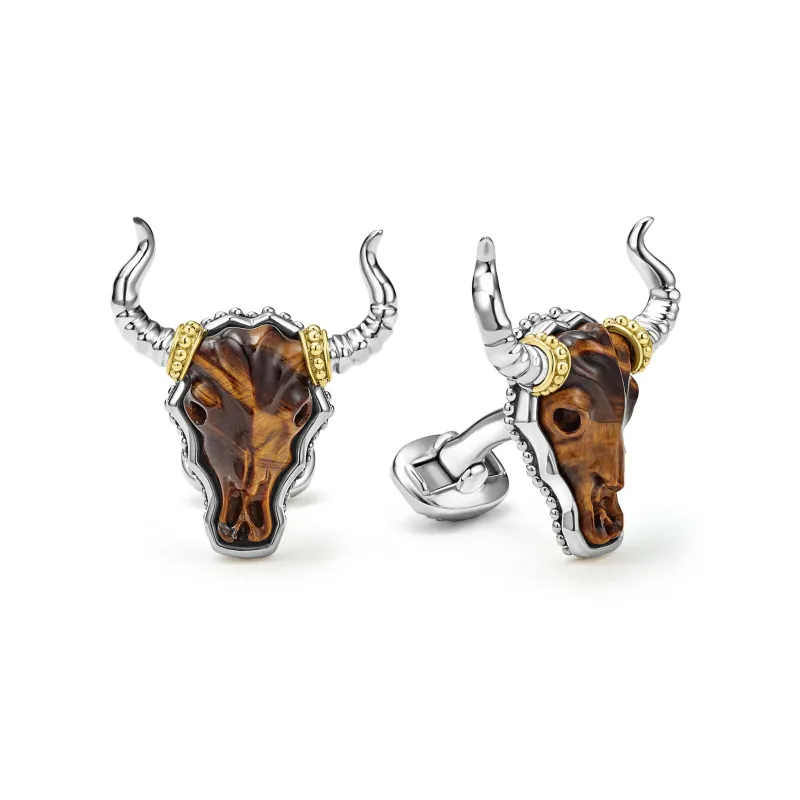 Anthem Tiger Eye Long Horn Cufflinks sold by LAGOS