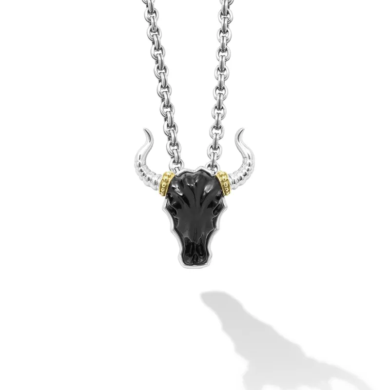 Anthem Black Agate Long Horn Amulet Necklace sold by LAGOS