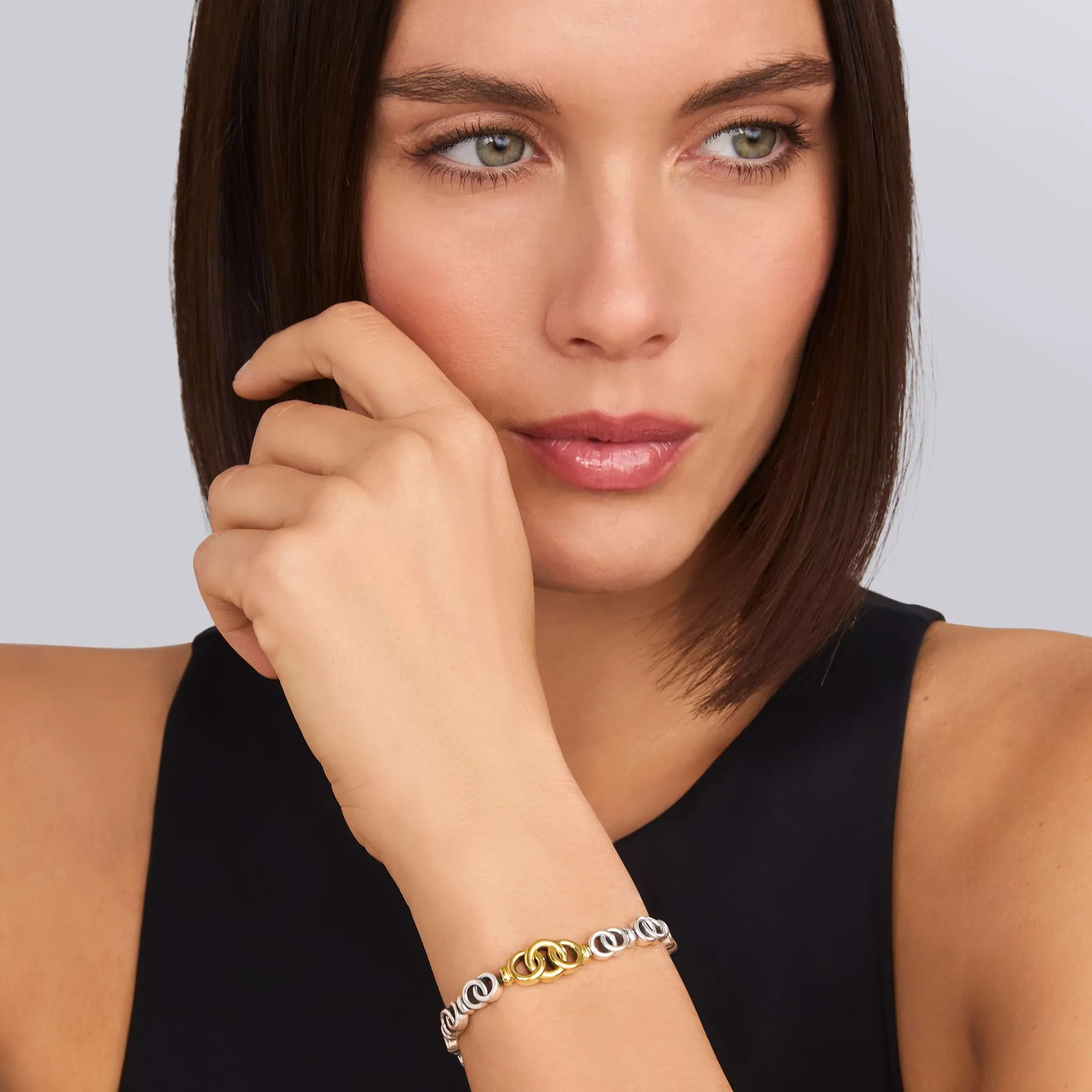 Signature Caviar Two-Tone Interlocking Link Bracelet sold by LAGOS product image thumbnail 2