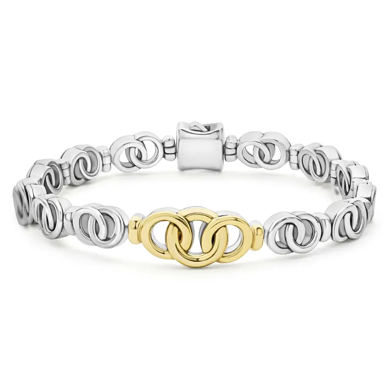 Signature Caviar Two-Tone Interlocking Link Bracelet sold by LAGOS