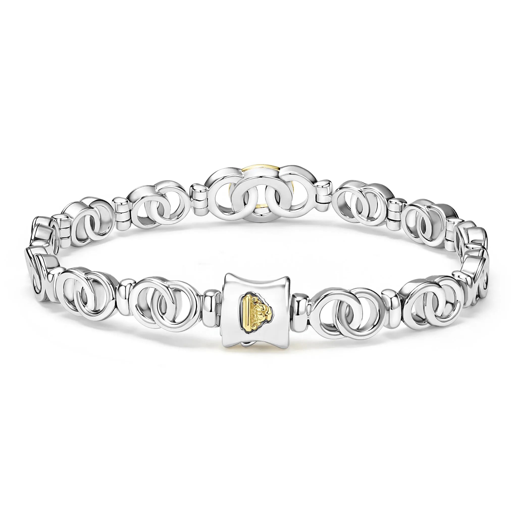 Signature Caviar Two-Tone Petite Interlocking Diamond Link Bracelet sold by LAGOS product image thumbnail 4