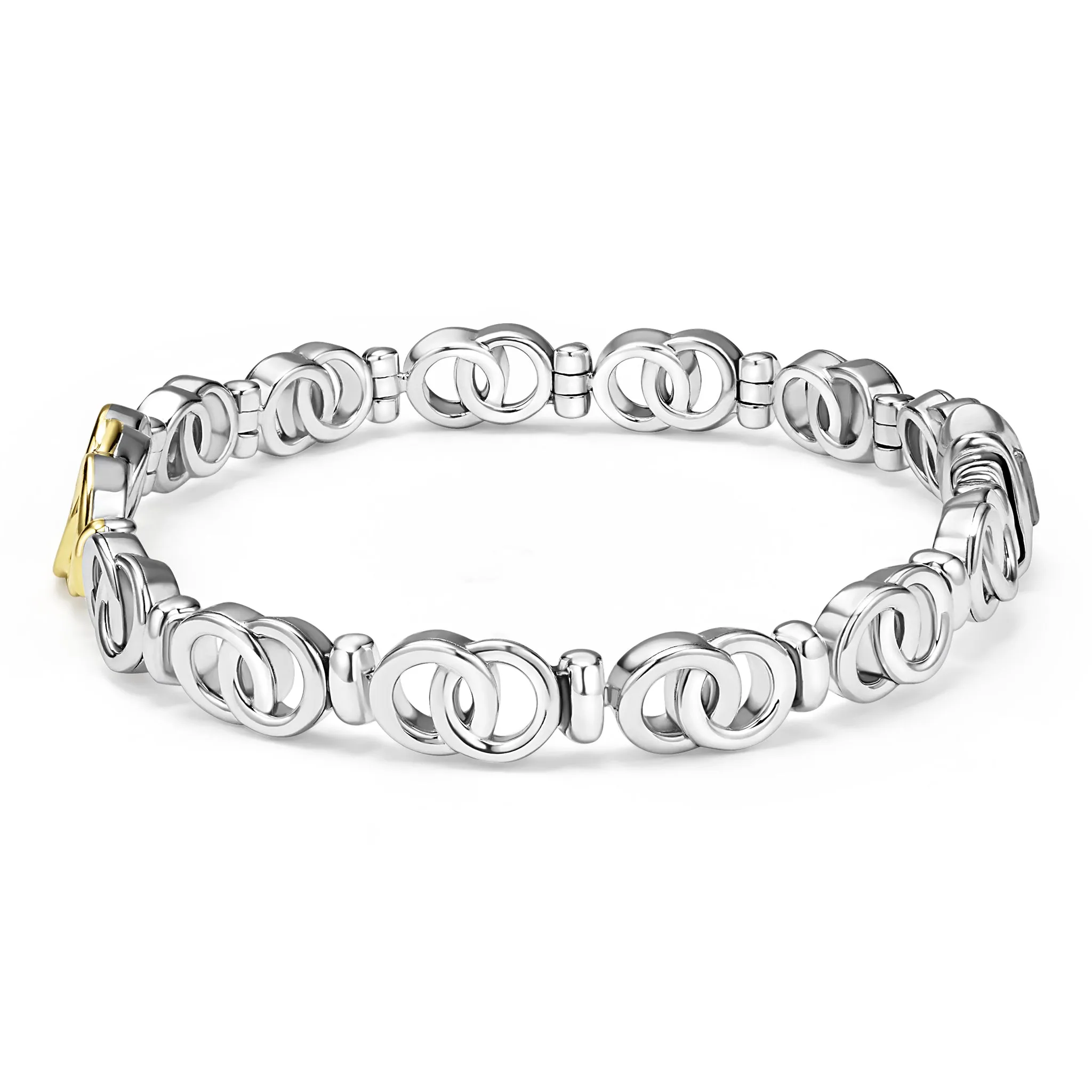 Signature Caviar Two-Tone Petite Interlocking Diamond Link Bracelet sold by LAGOS product image thumbnail 3
