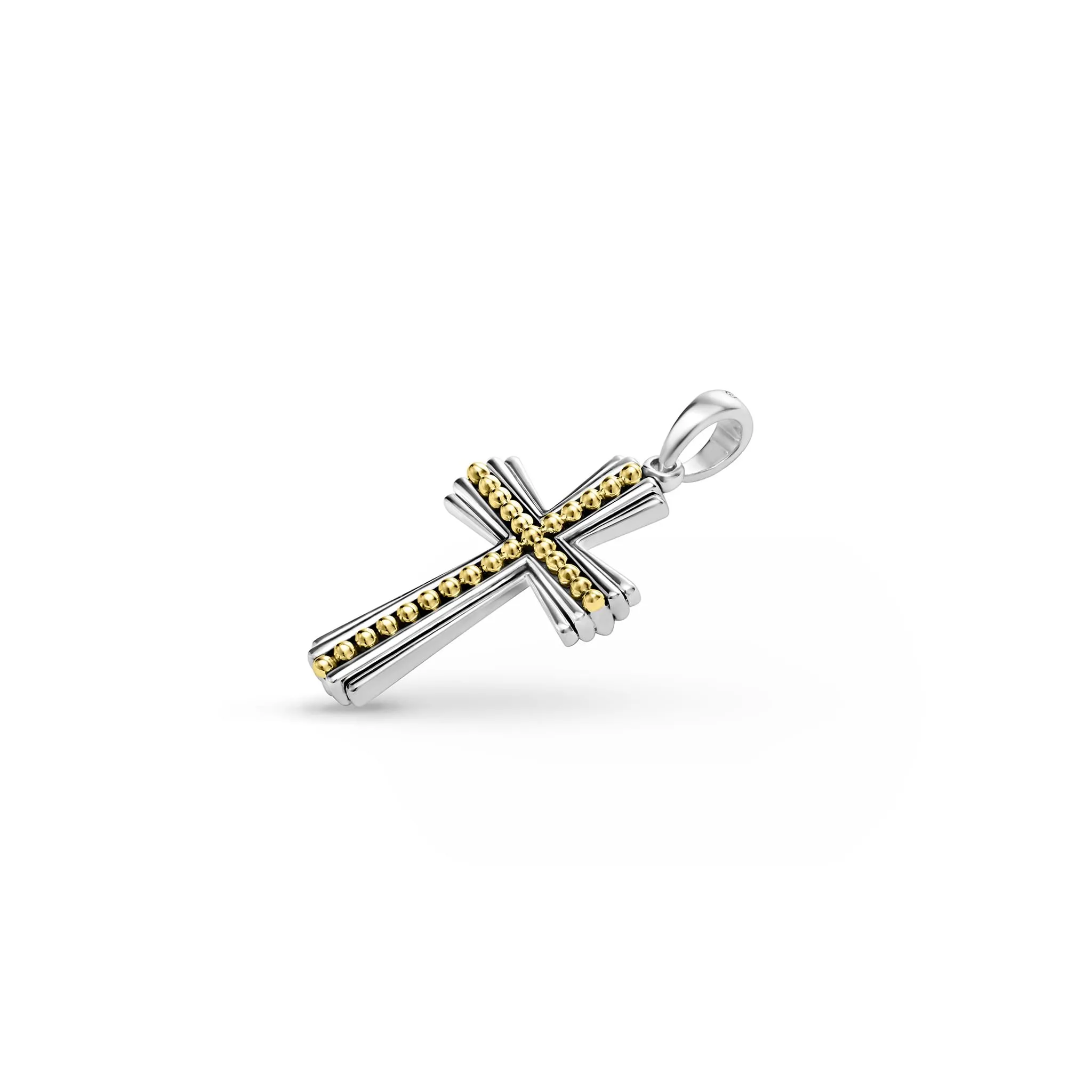Anthem Two-Tone Caviar Beaded Cross Amulet sold by LAGOS product image thumbnail 3