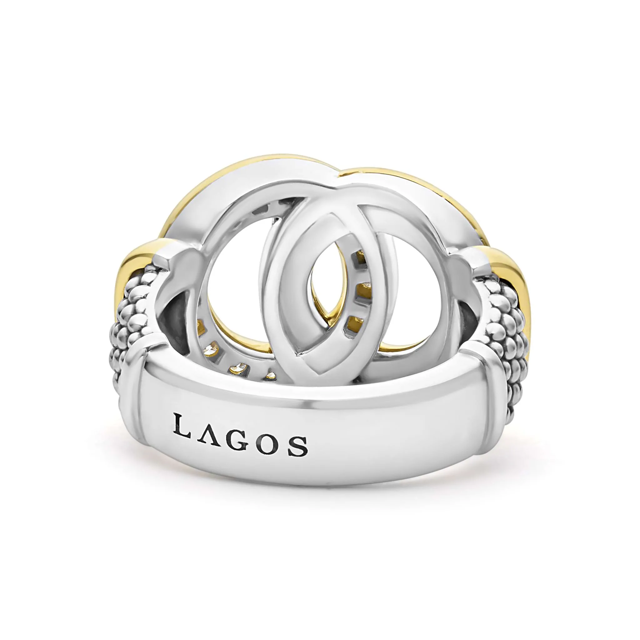 Signature Caviar Two-Tone Interlocking Diamond Statement Ring sold by LAGOS product image thumbnail 5