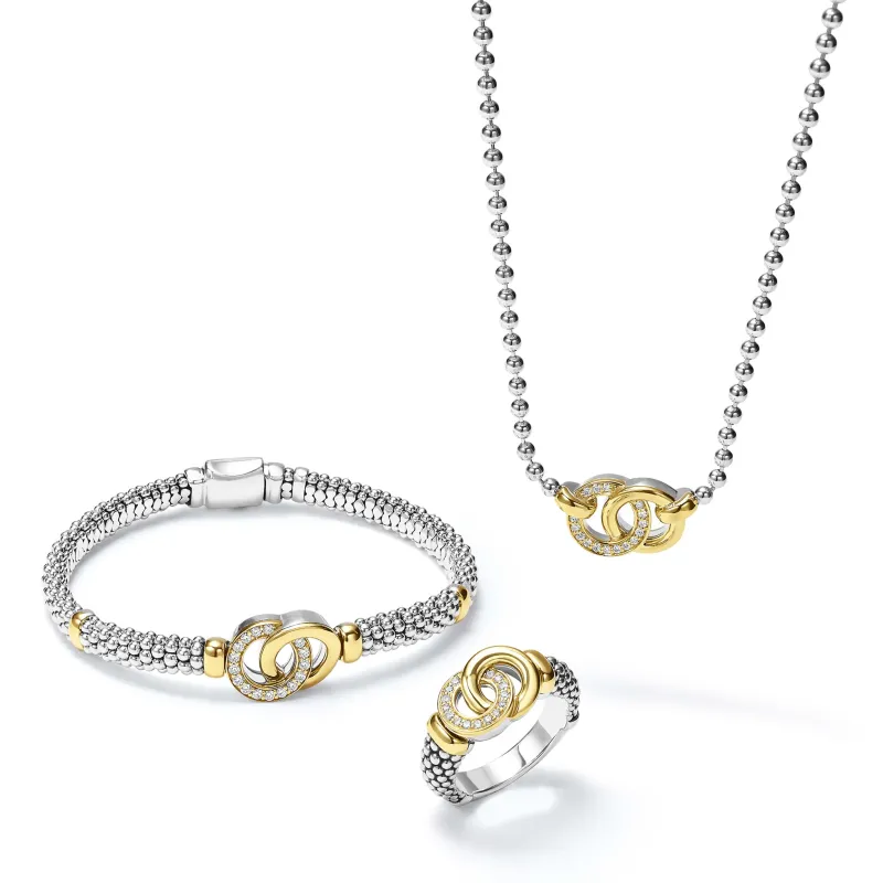Signature Caviar Two-Tone Interlocking Diamond Trio Gift Set sold by LAGOS