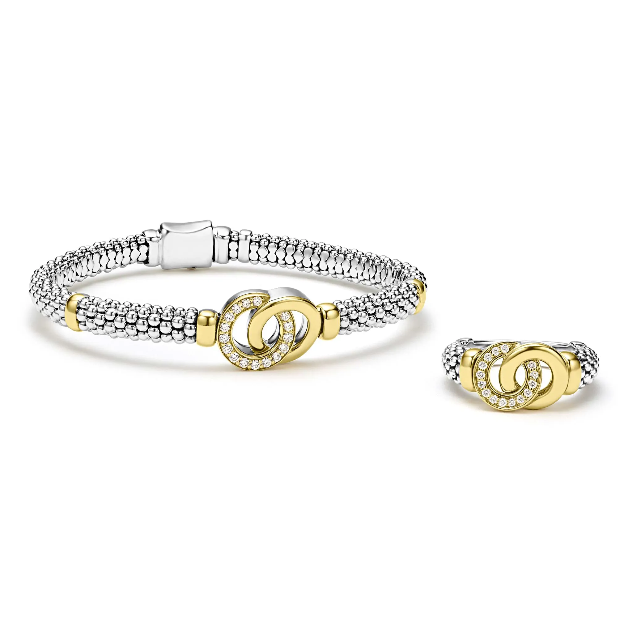 Signature Caviar Two-Tone Interlocking Diamond Gift Set sold by LAGOS