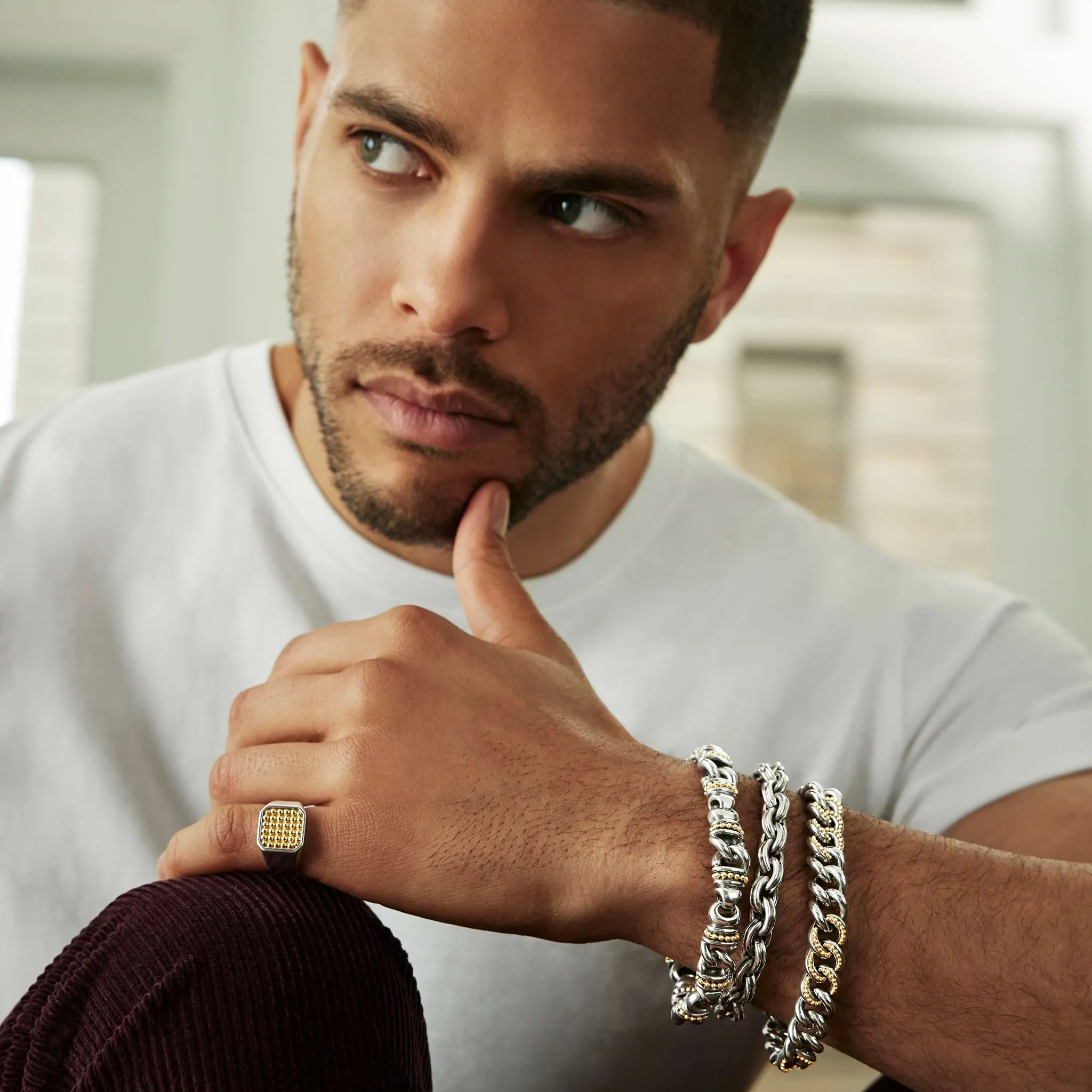 Anthem Two-Tone Curb Chain Bracelet | 12mm sold by LAGOS product image thumbnail 5