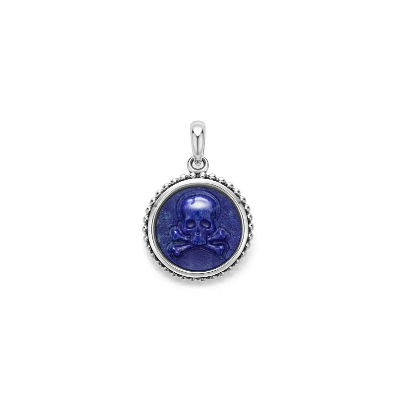 Anthem Small Lapis Skull Crossbone Amulet sold by LAGOS